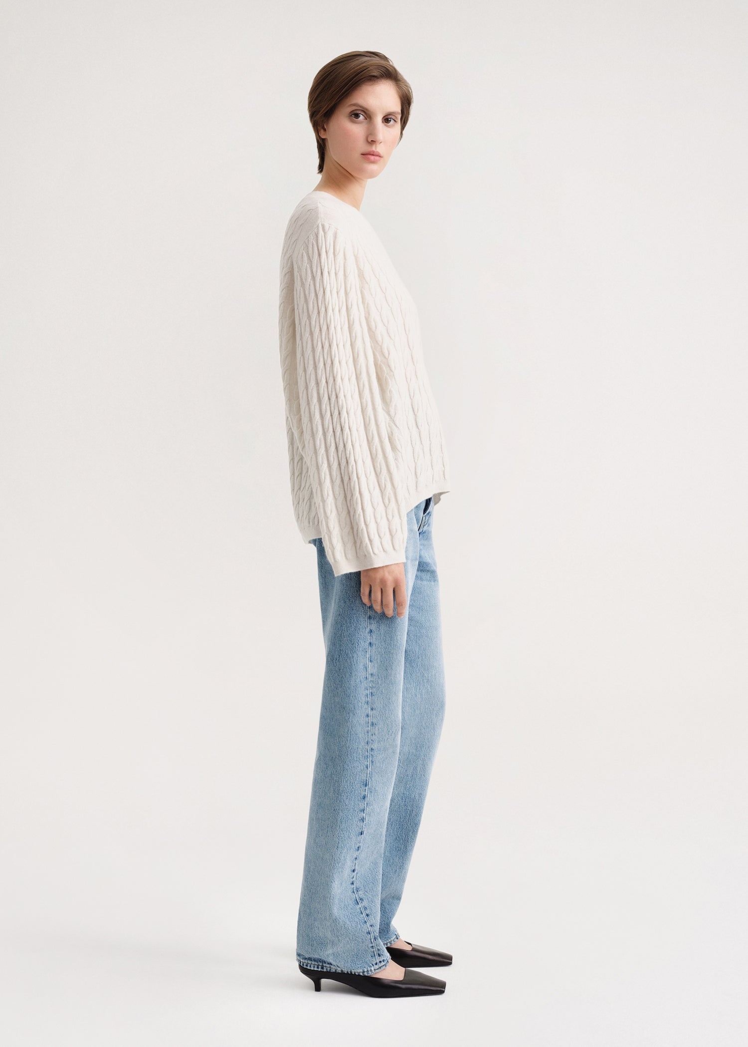 Cashmere cable knit off-white - 3