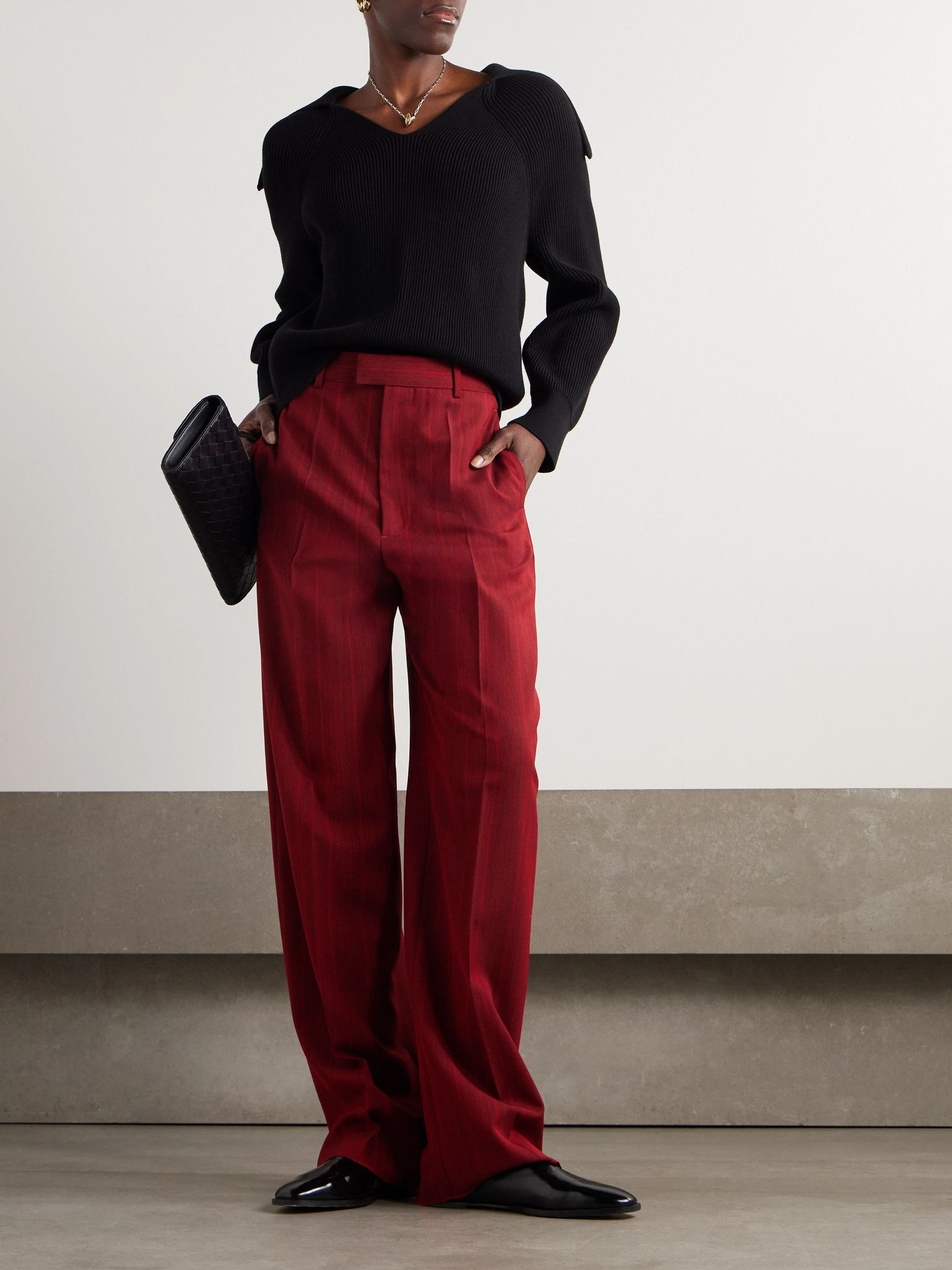 Ribbed cotton-blend sweater Black - 2