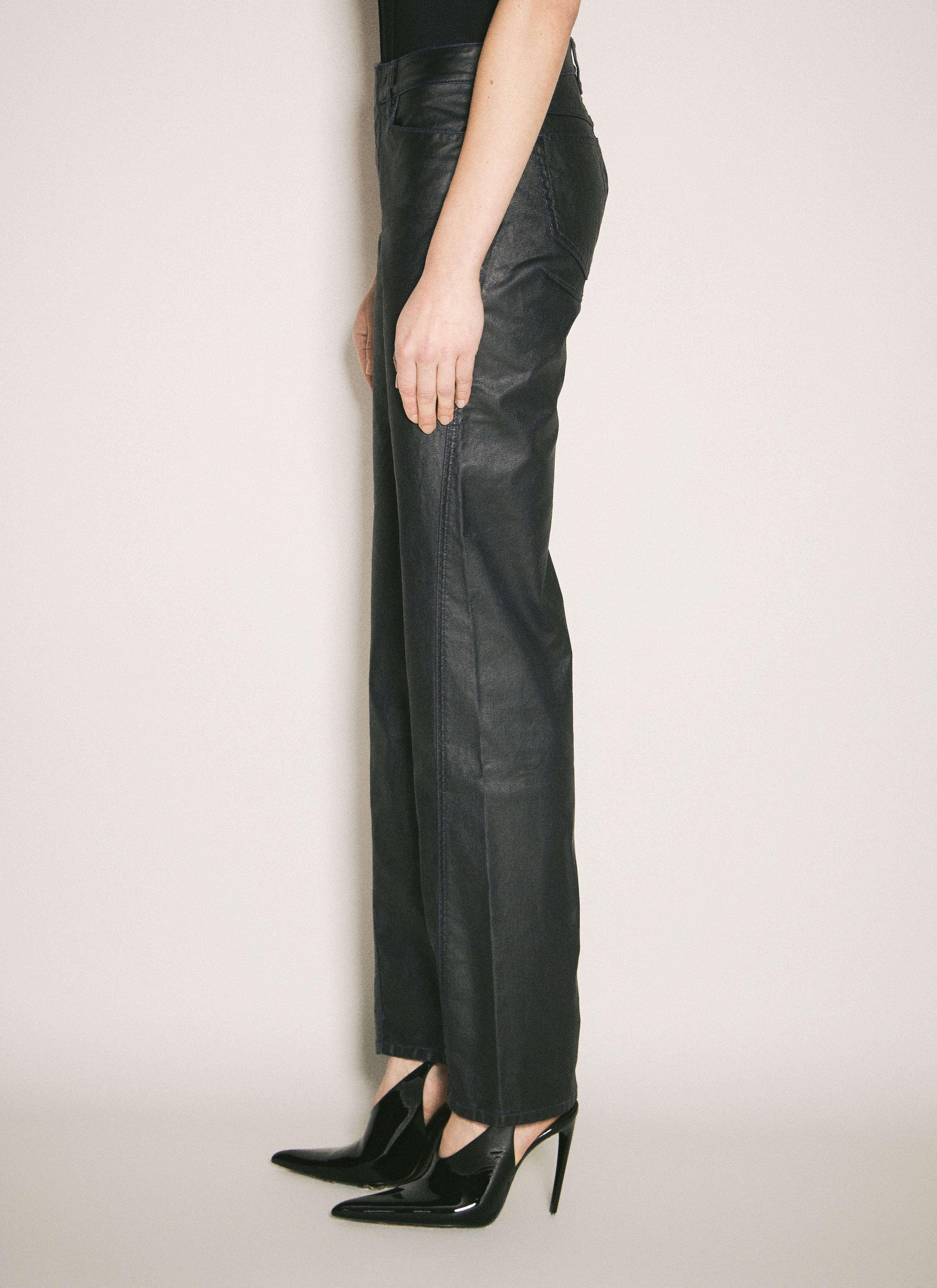 Mugler Women Waxed Straight Leg Pants - 4
