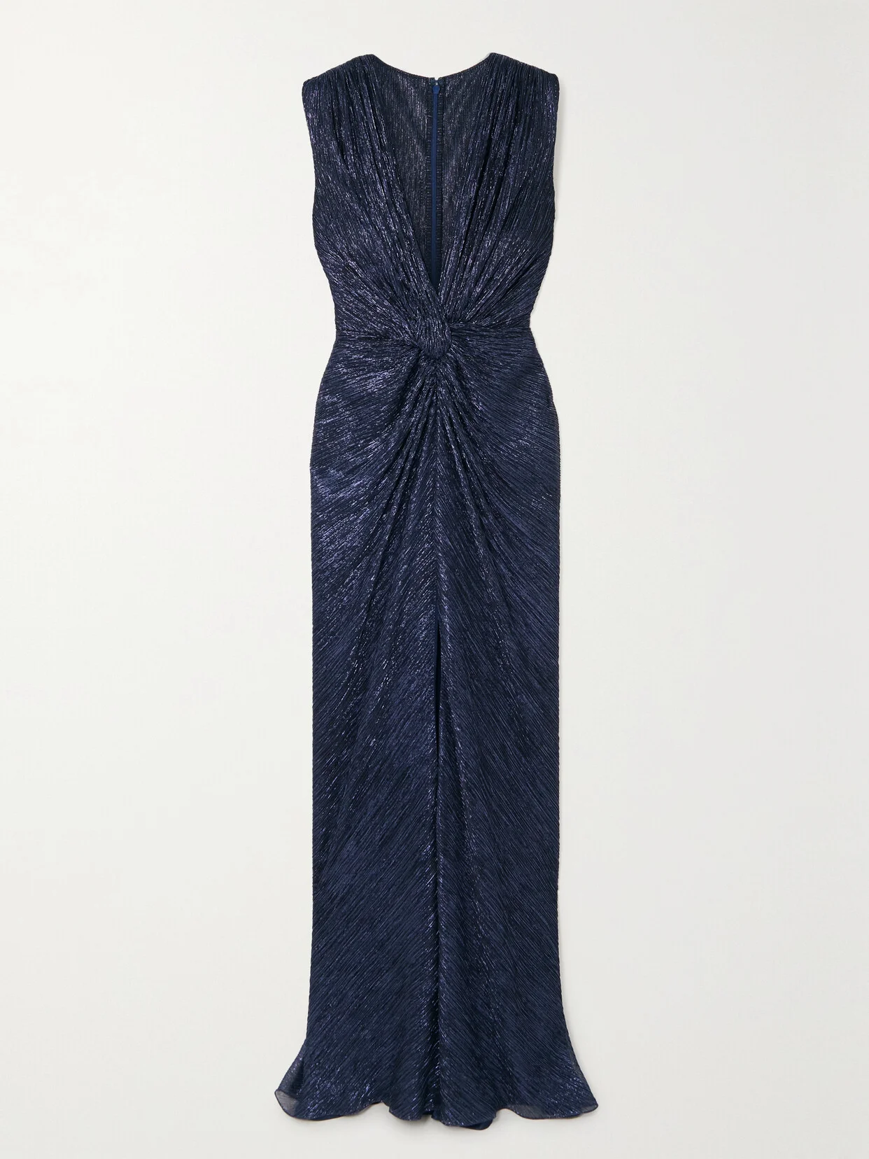 Mireille Twist-front Metallic Plissé-jersey Gown - 1