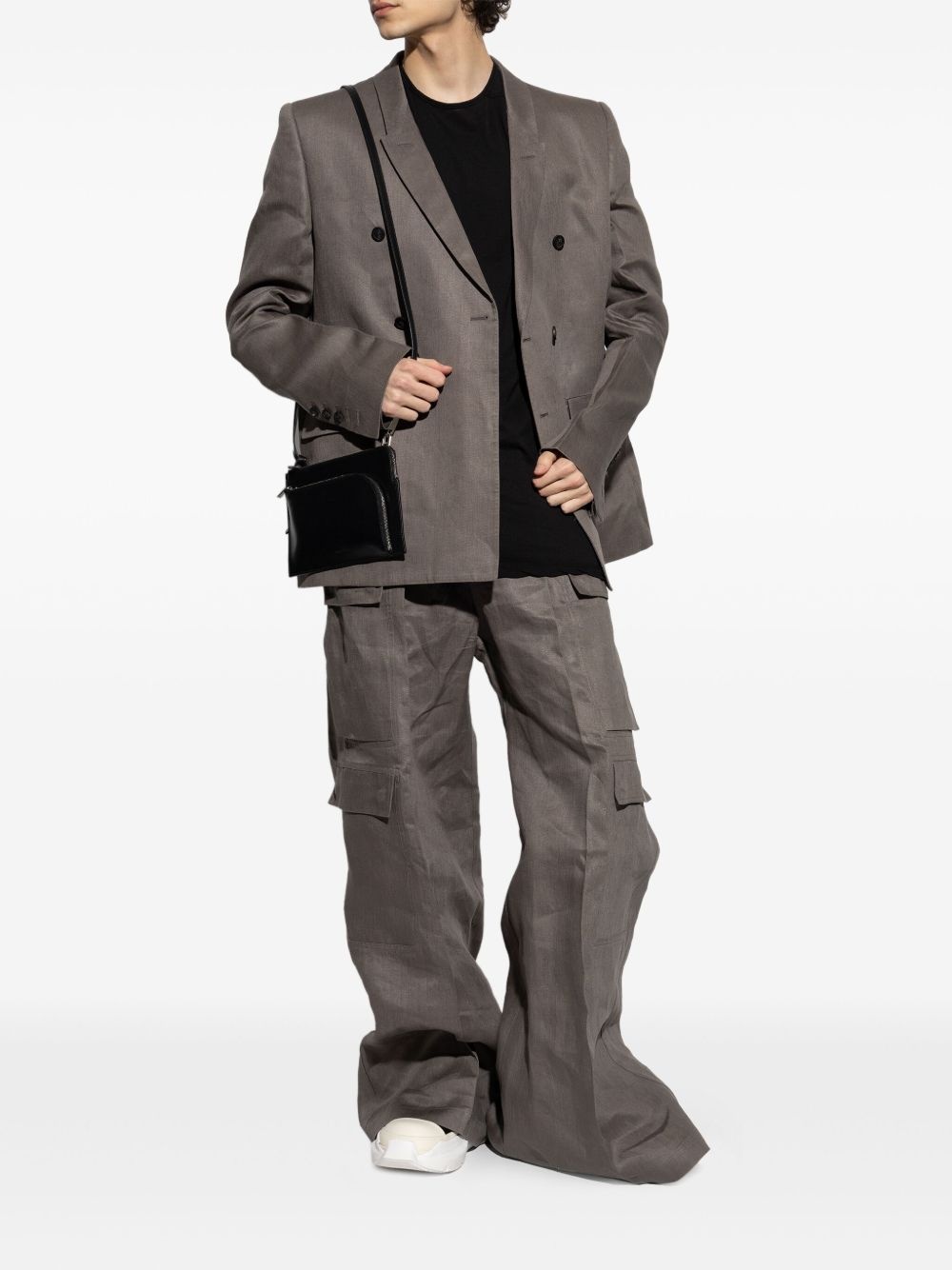 double-breasted linen blazer - 2
