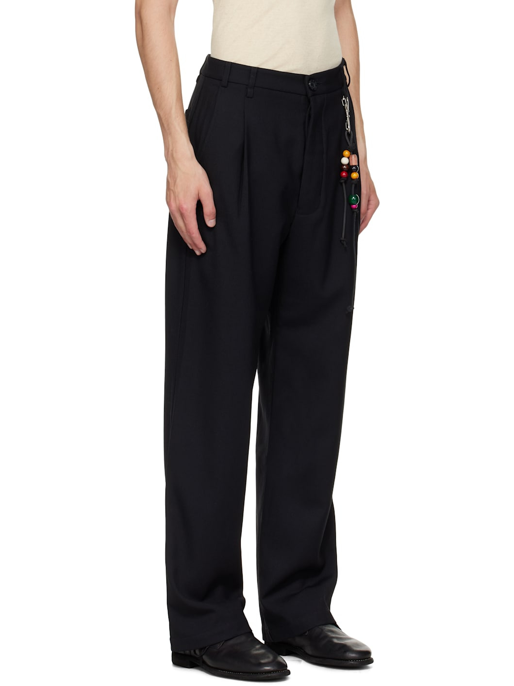 Black Loose Pleated Trousers - 2