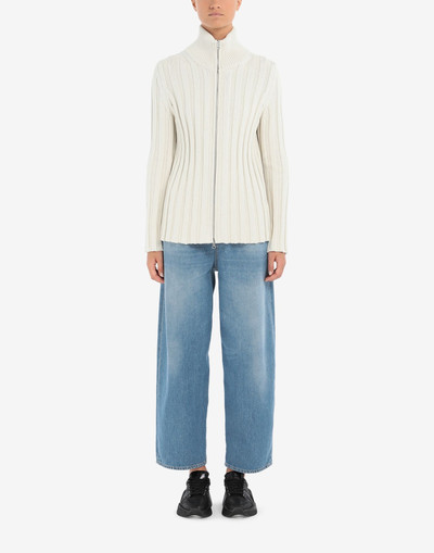 MM6 Maison Margiela Embroidered zip-up ribbed sweater outlook