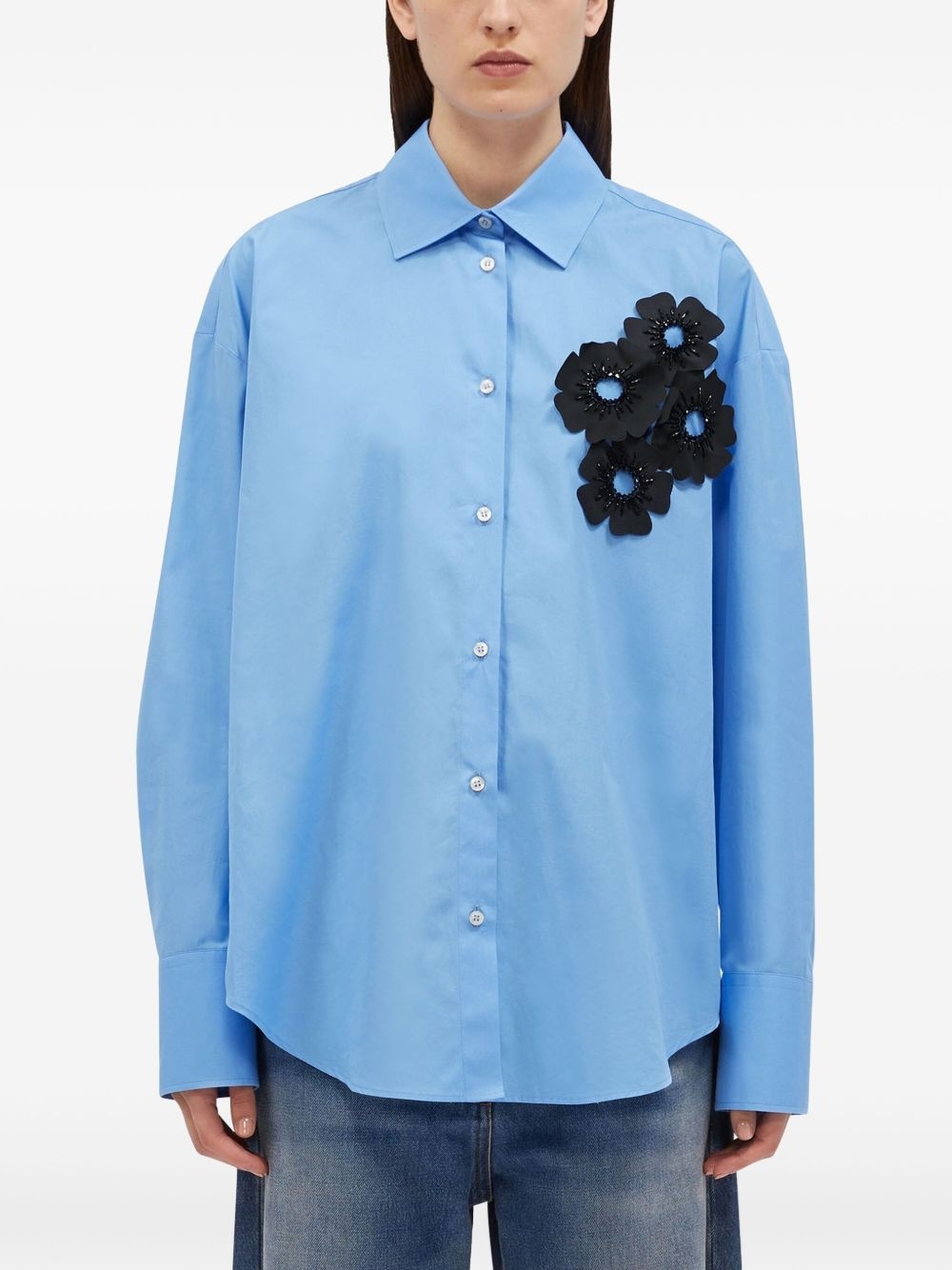 floral-appliqué shirt - 3