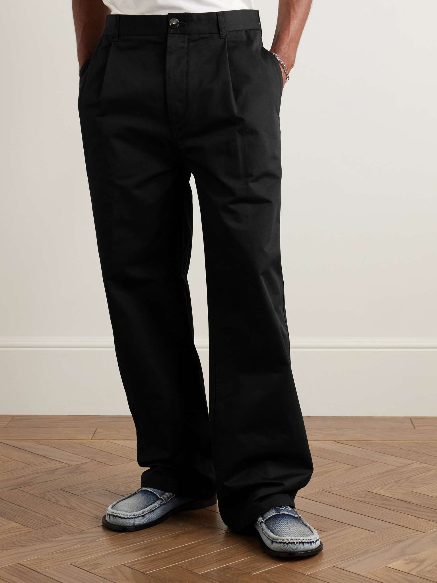 Straight-Leg Pleated Cotton-Gabardine Trousers - 3