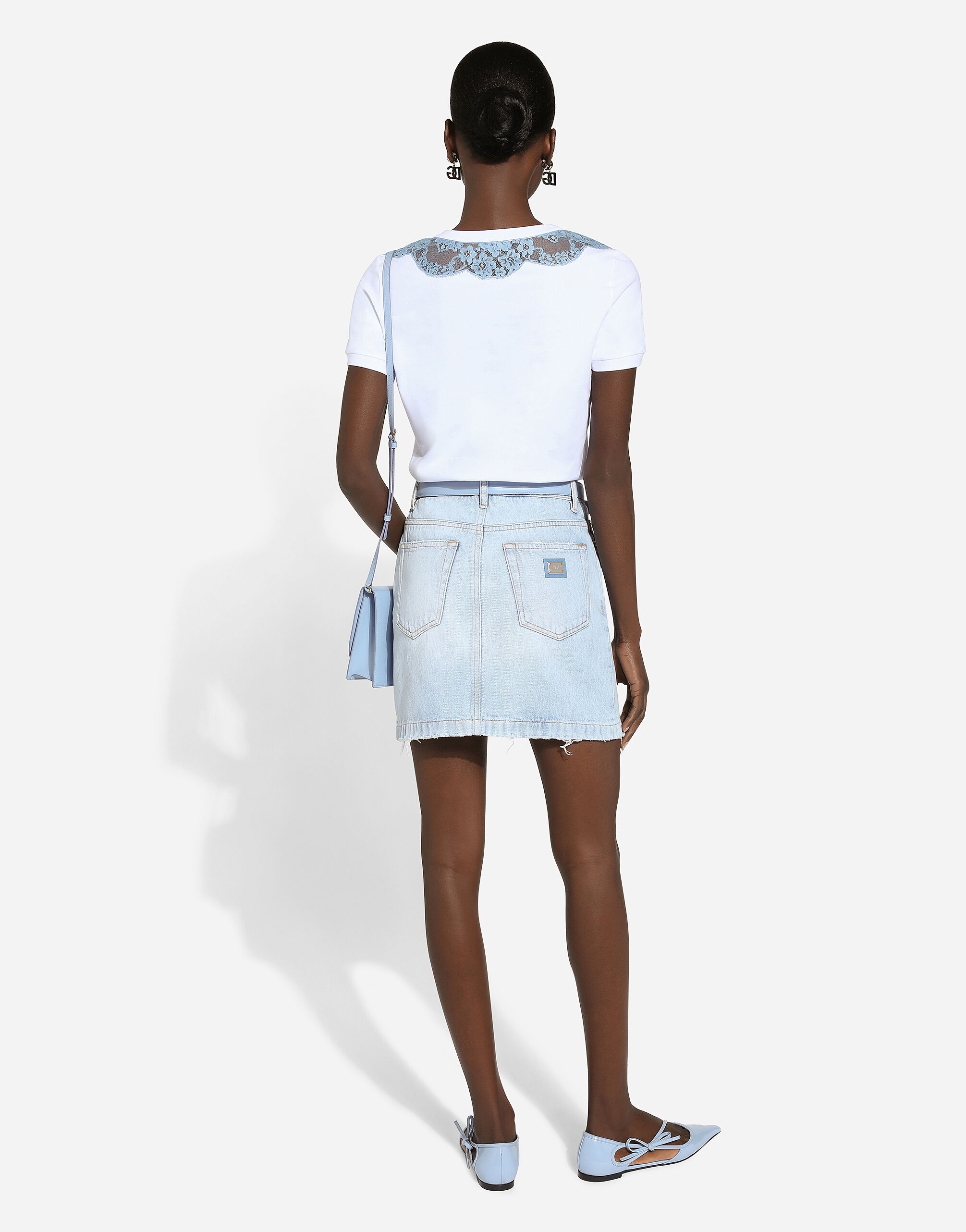 Jersey T-shirt with DG logo and lace inserts - 3