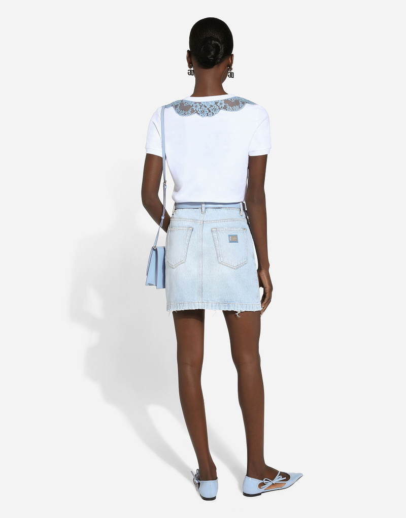 Jersey T-shirt with DG logo and lace inserts 3