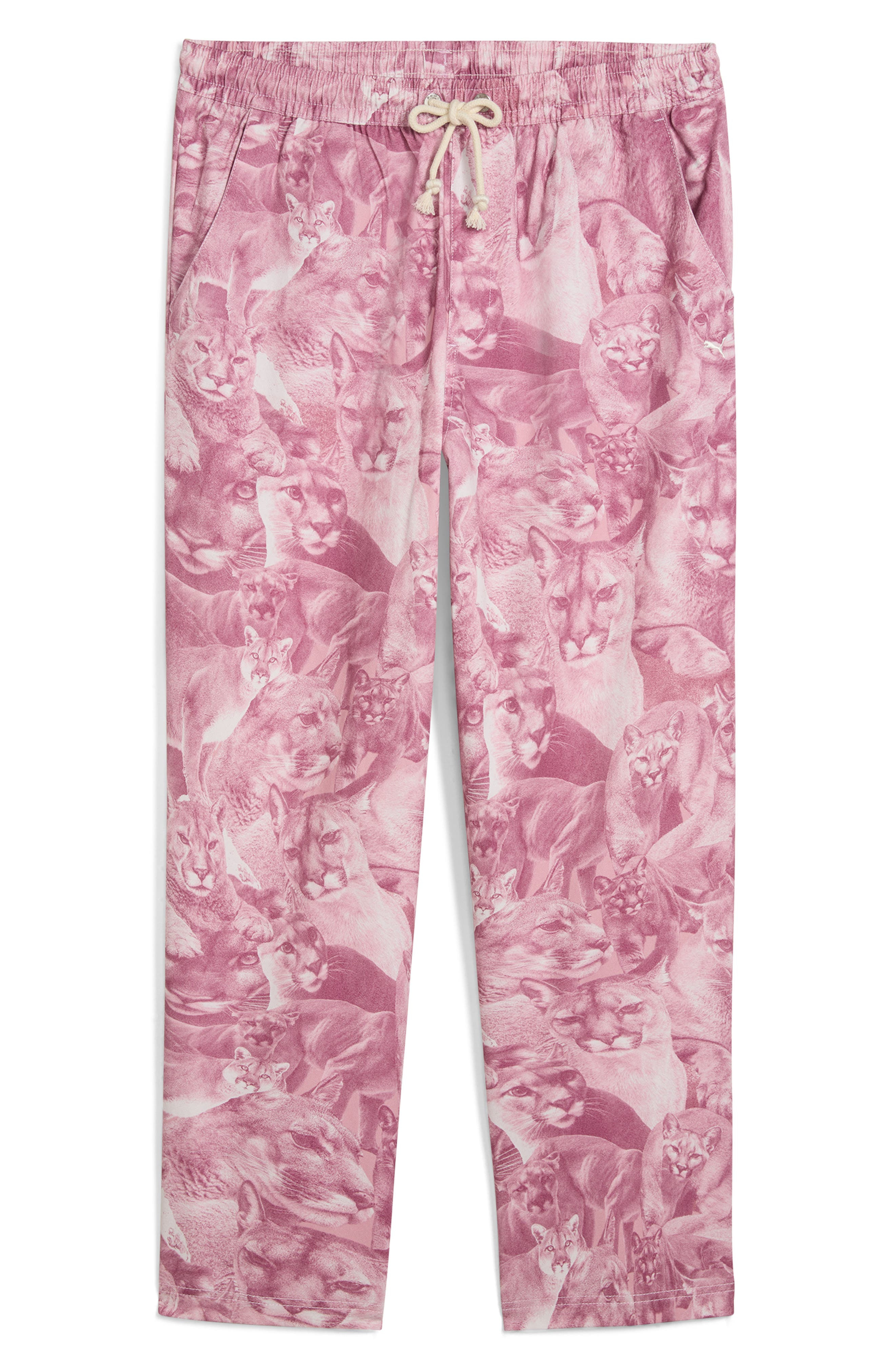 PUMA Special Items Allover Cat Print Drawstring Pants in Poised Pink at Nordstrom - 5