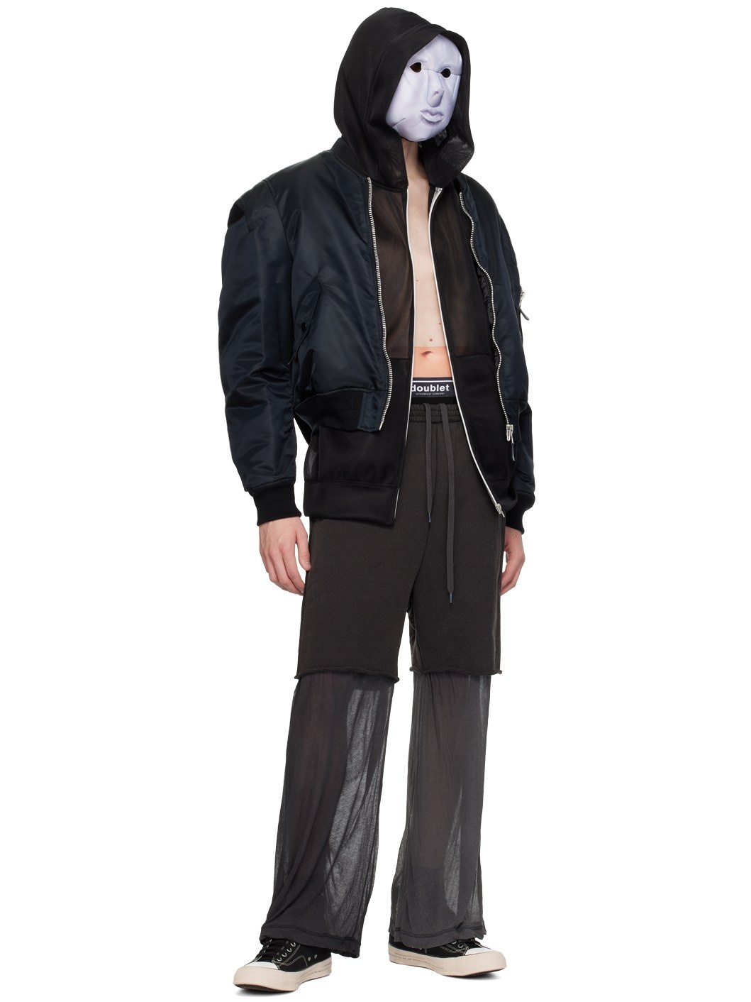 Black Layered Sweatpants - 4