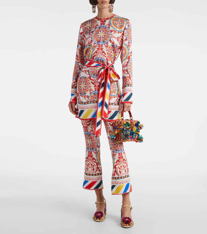Dolce & Gabbana Cropped printed silk-blend flared pants outlook