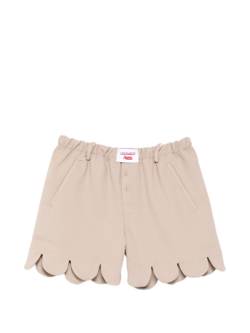 logo-patched scalloped-hem shorts 1