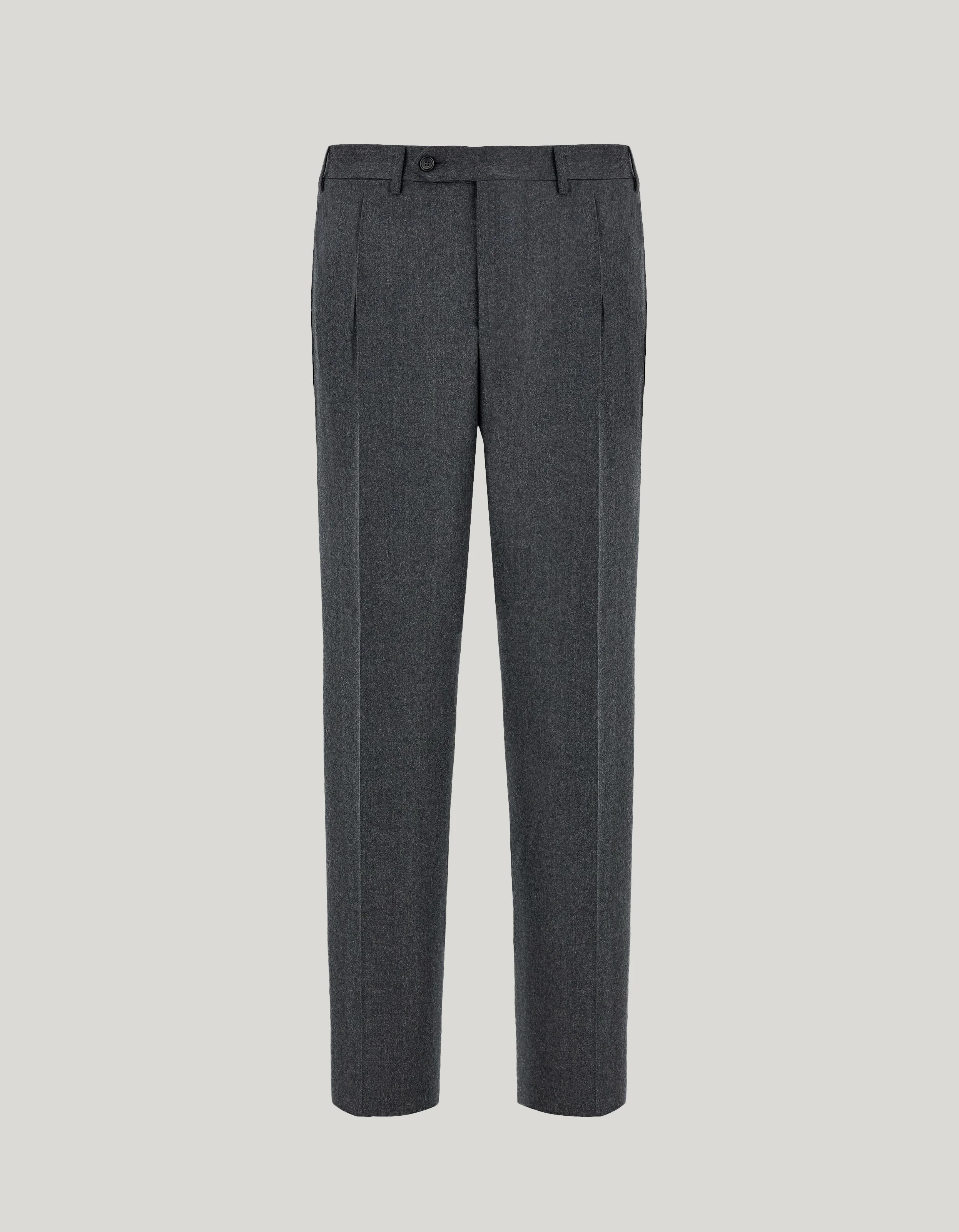 ANTHRACITE WOOL FLANNEL REGULAR-FIT TAPERED PANTS - 1