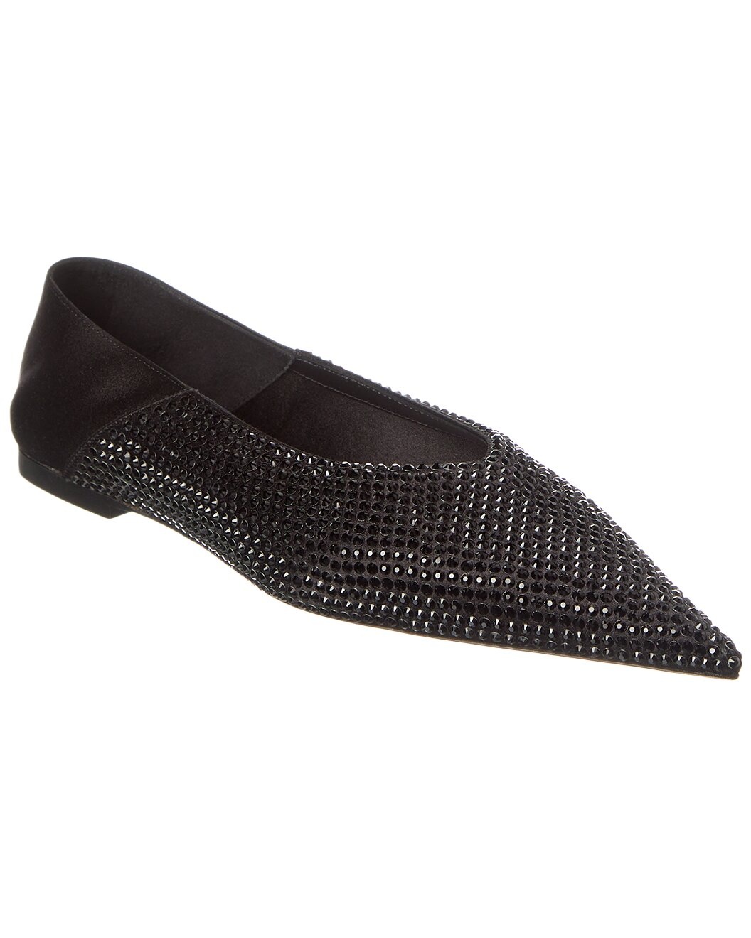 Saint Laurent Nour Satin & Rhinestone Slipper - 1