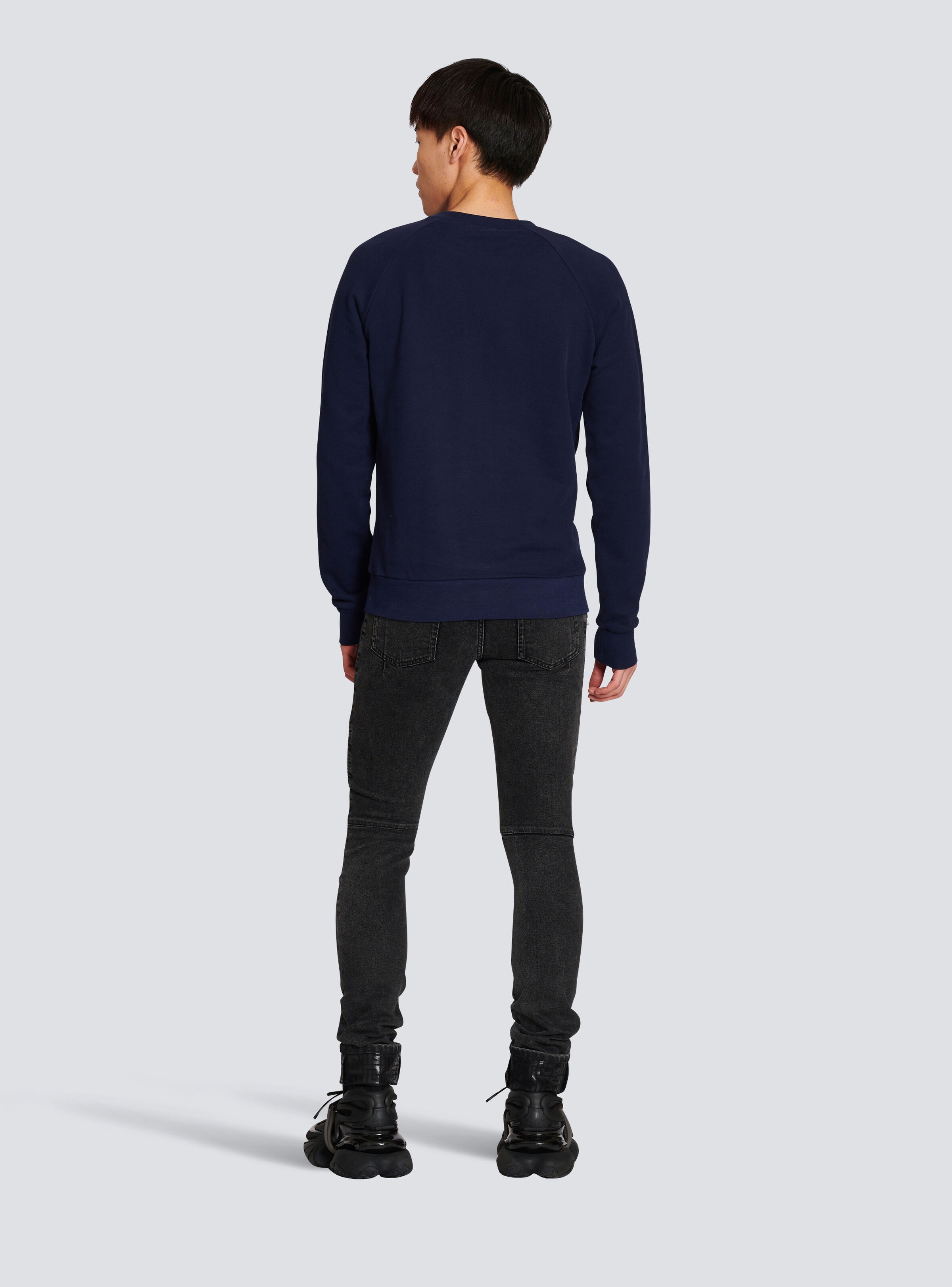 Cotton sweatshirt with flocked Balmain Paris logo - 4