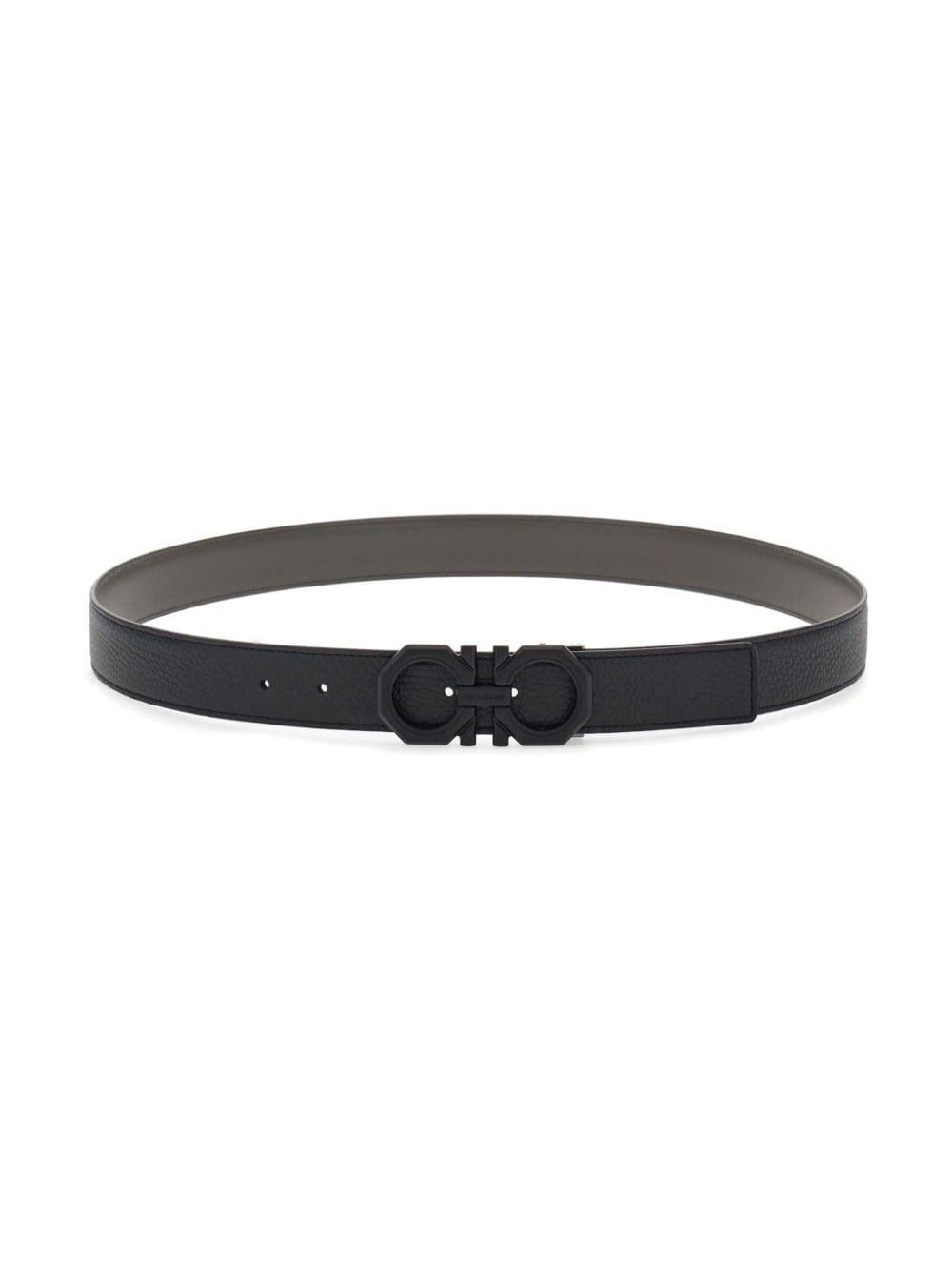 logo-buckle leather belt - 3