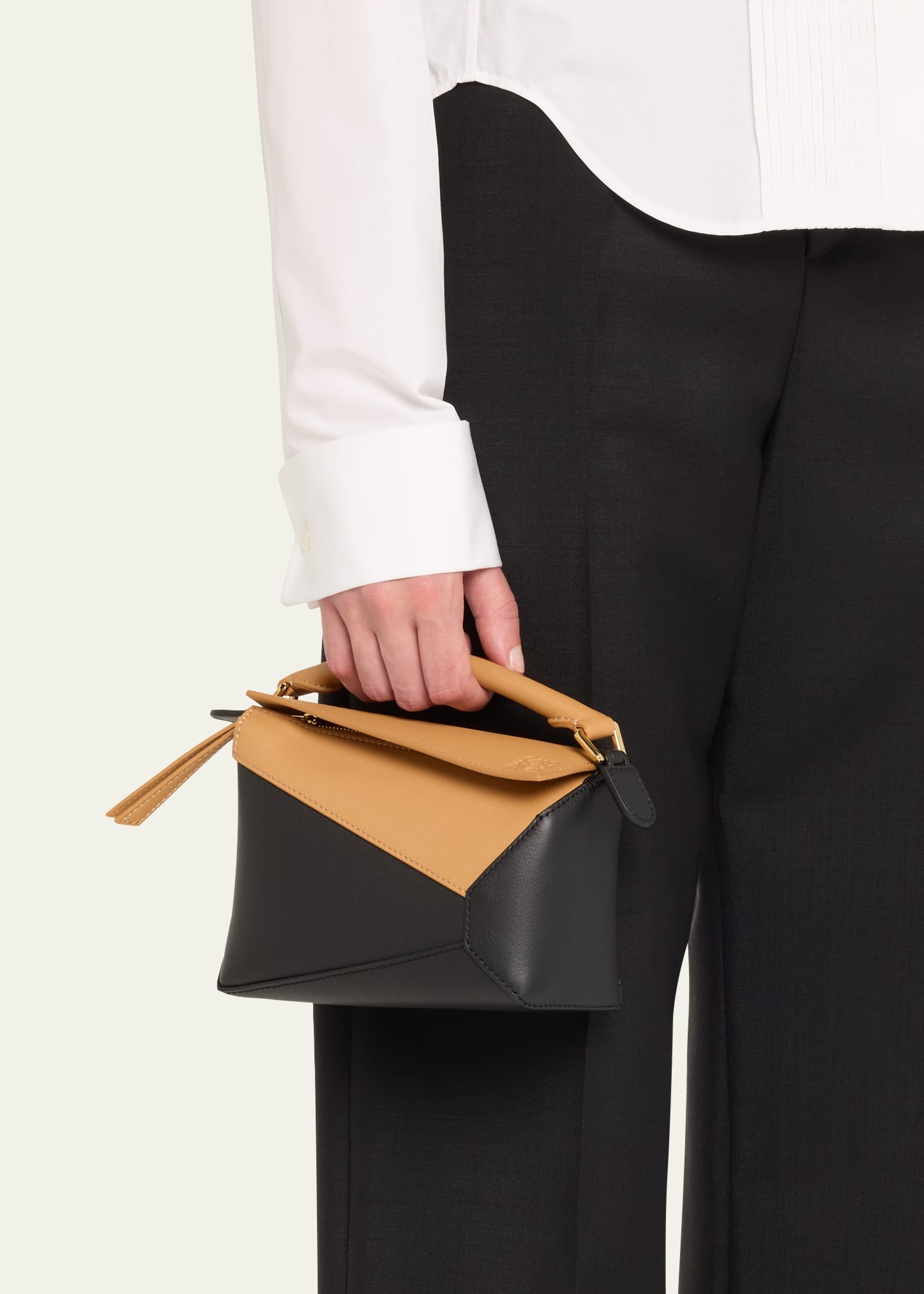 Mini Puzzle Edge Bicolor Top-Handle Bag - 2