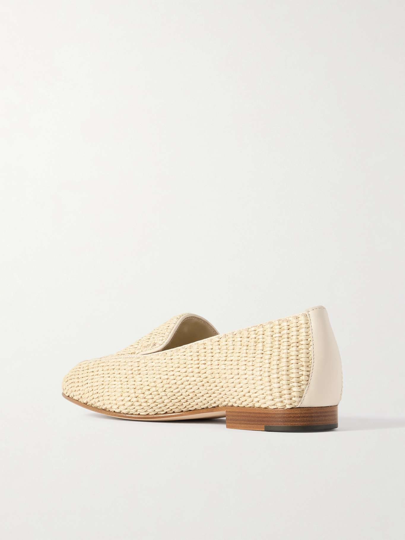 Pitakara leather-trimmed raffia loafers - 3