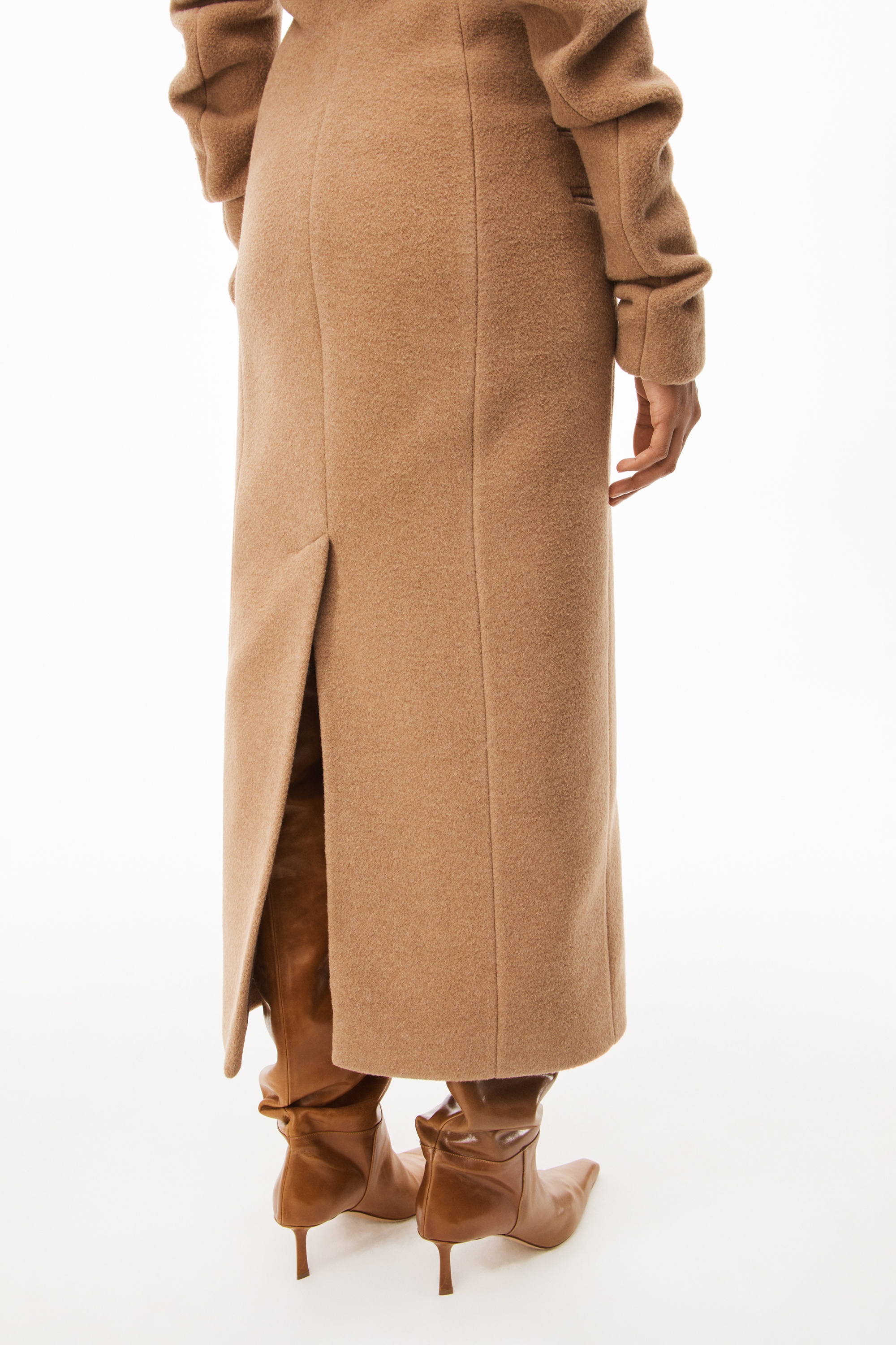 FITTED LONG COAT IN STRETCH WOOL - 6