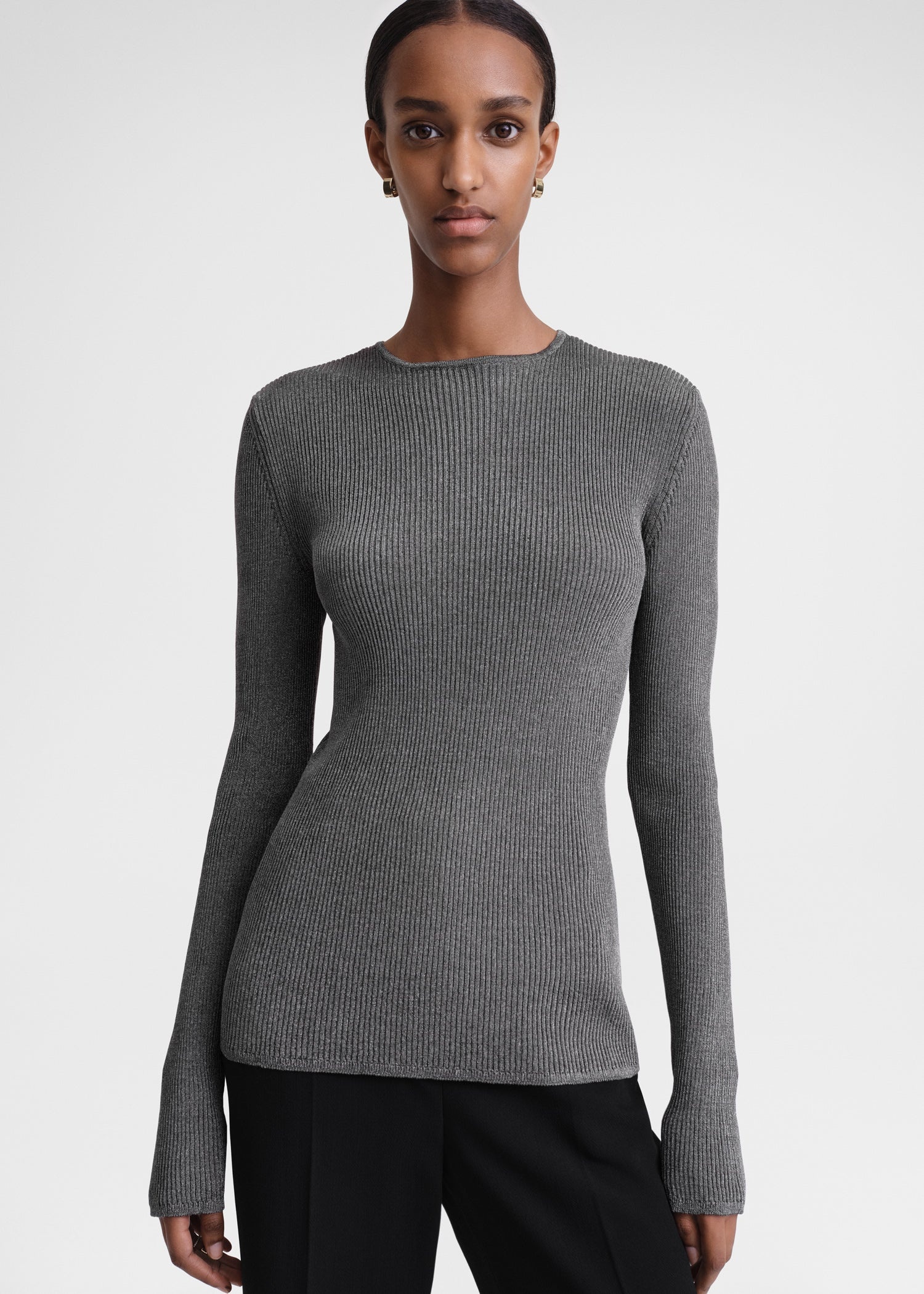 Metallic rib knit gunmetal - 5
