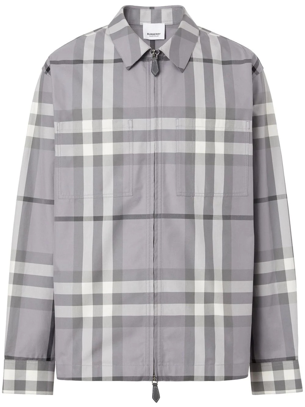 check-patterned zip-front shirt - 1