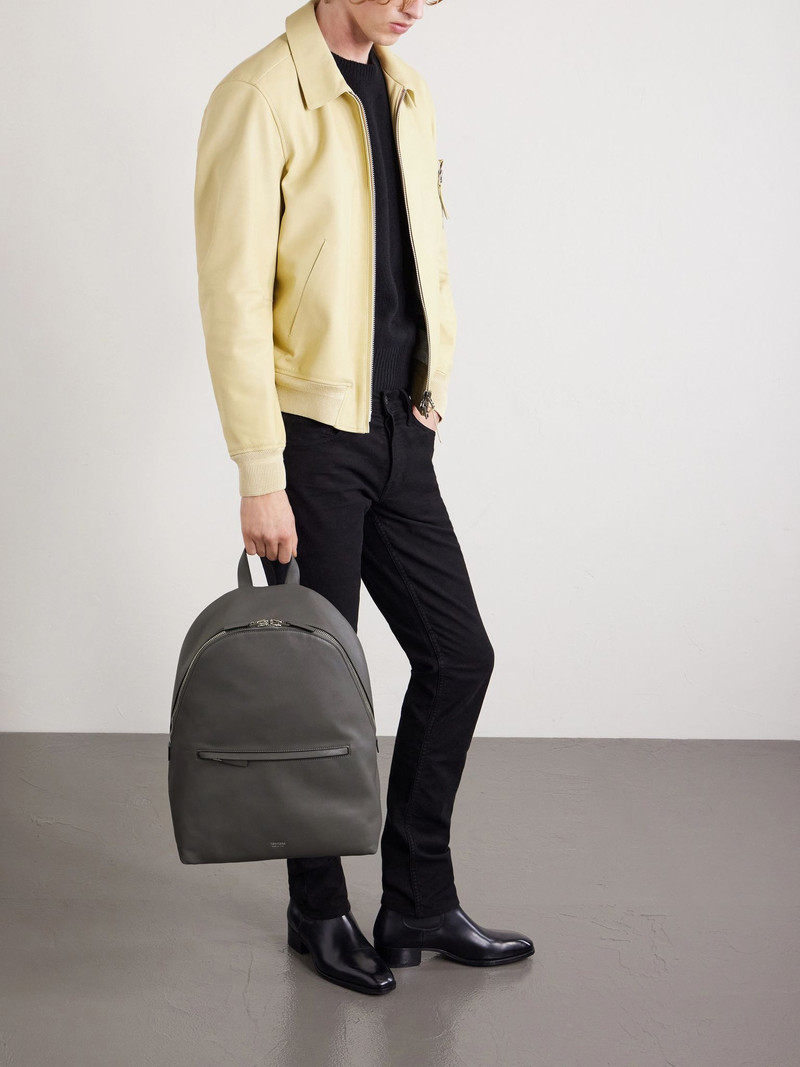 TOM FORD Leather Backpack Gray outlook