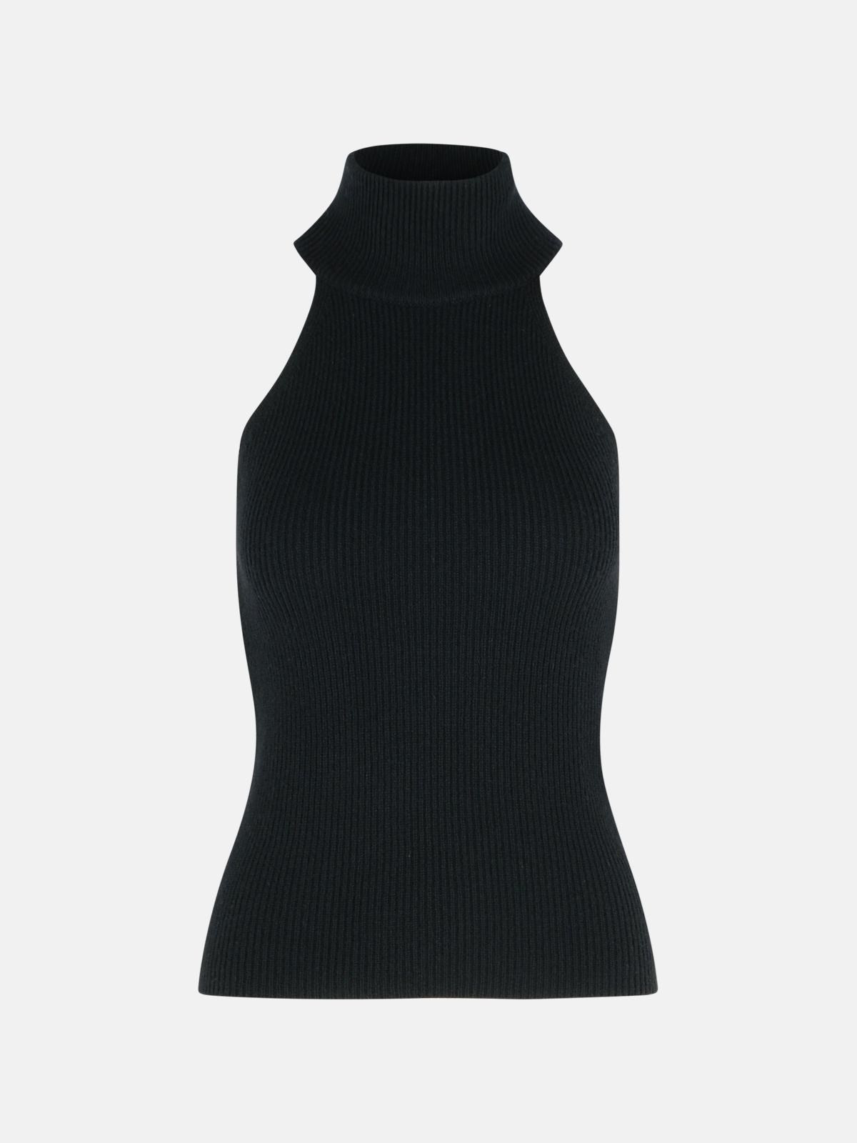 'FREYA' BLACK CASHMERE TOP - 1