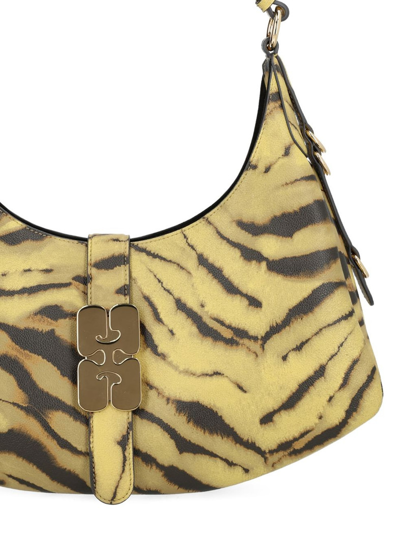 GANNI tiger-pattern buckle shoulder bag outlook