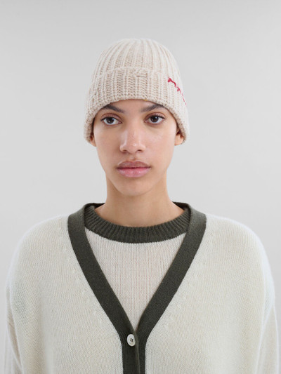 Marni OAT SHETLAND WOOL BEANIE WITH MARNI MENDING outlook