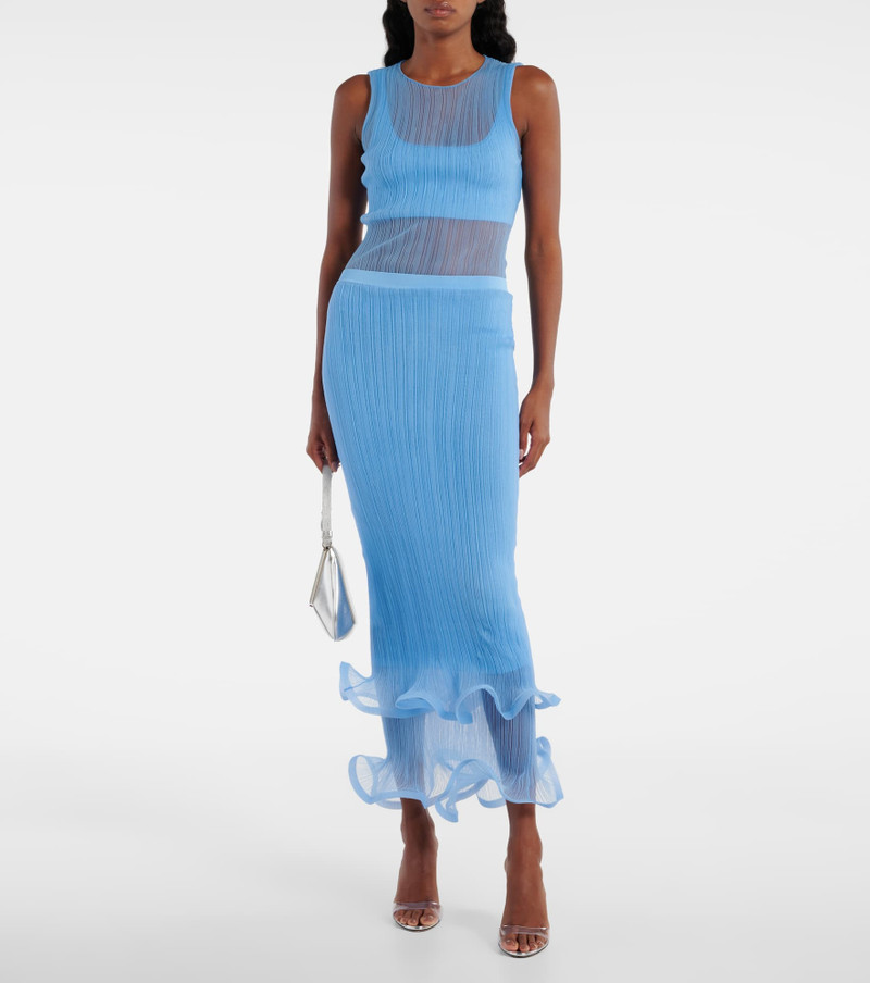 SIMKHAI Kelso ruffled midi skirt outlook