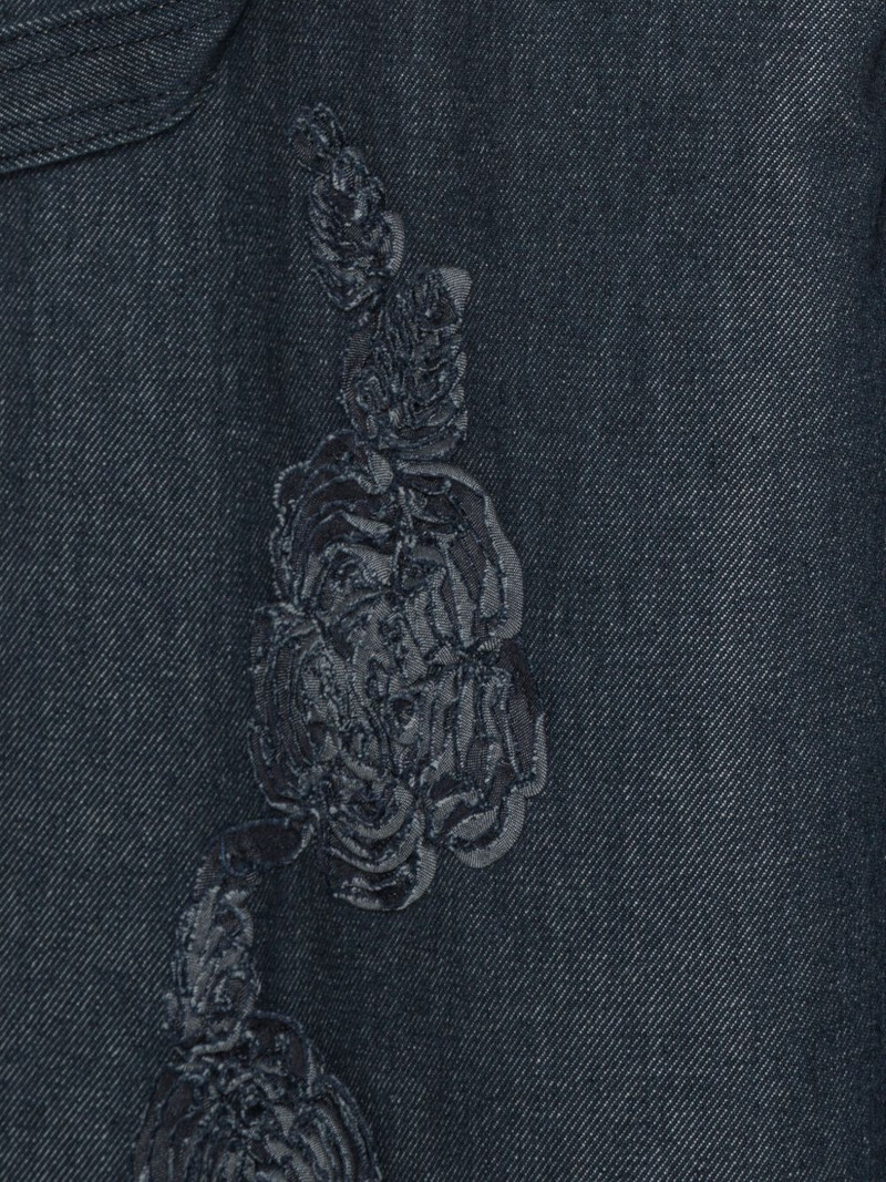 rose-embroidery five-pocket jeans 5