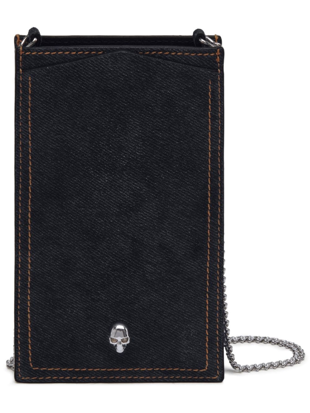 skull-detail denim phone holder - 1