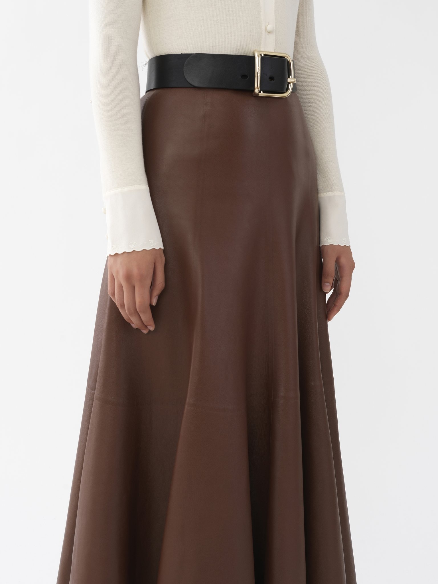FLARED LEATHER SKIRT - 4