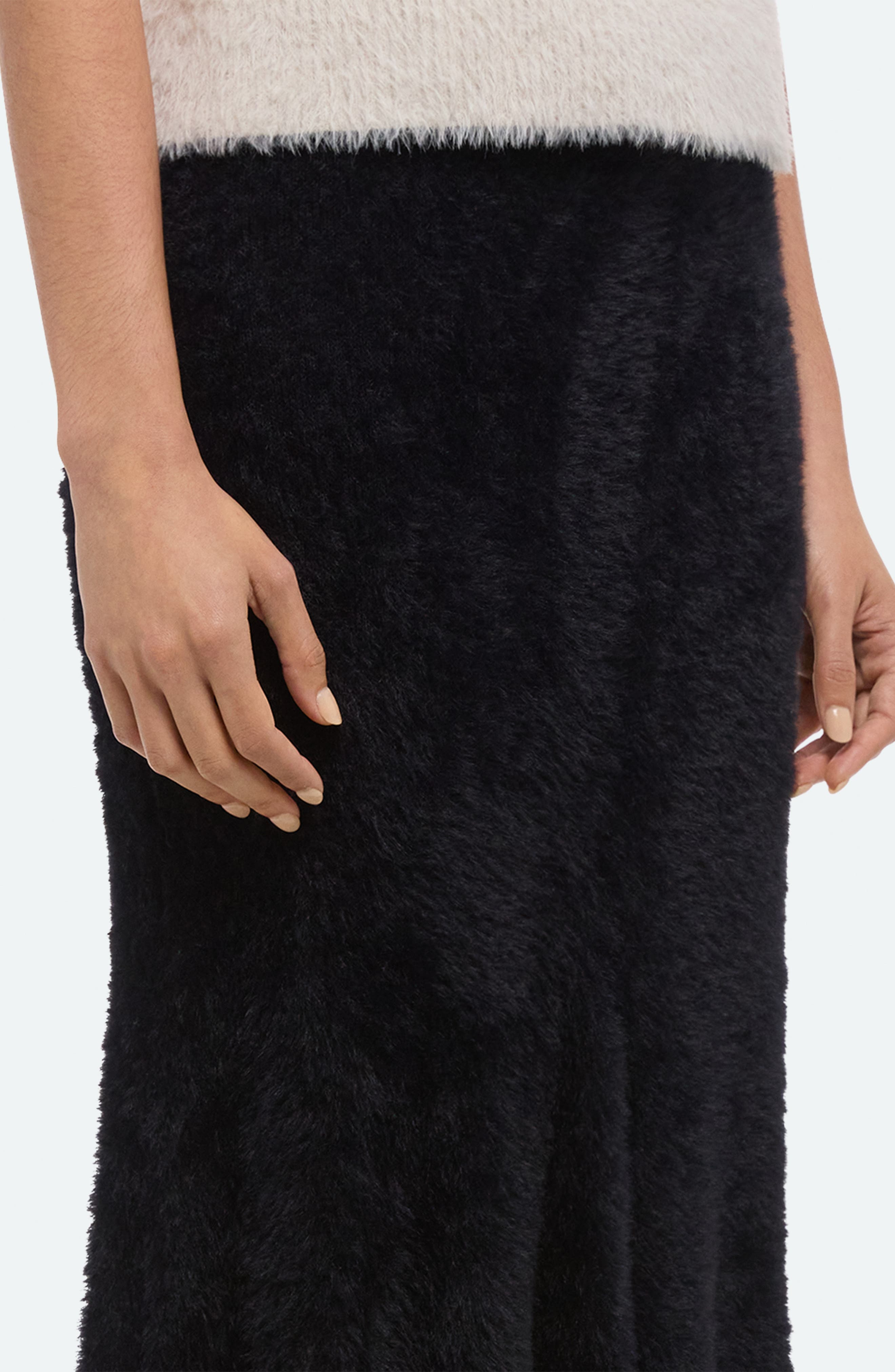 Helmut Lang Grunge Faux Fur Maxi Skirt in Black at Nordstrom - 4