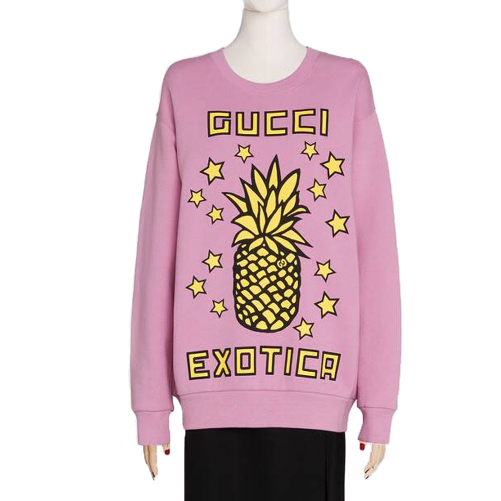 (WMNS) Gucci Pineapple Printed Long Sleeve Sweater For Pink 617964-XJCRS-5334 - 2