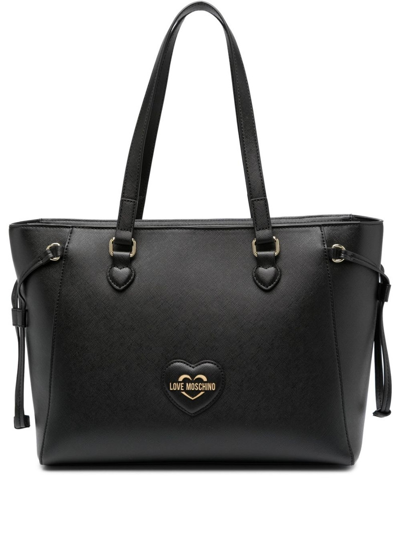 logo-plaque textured tote bag 1