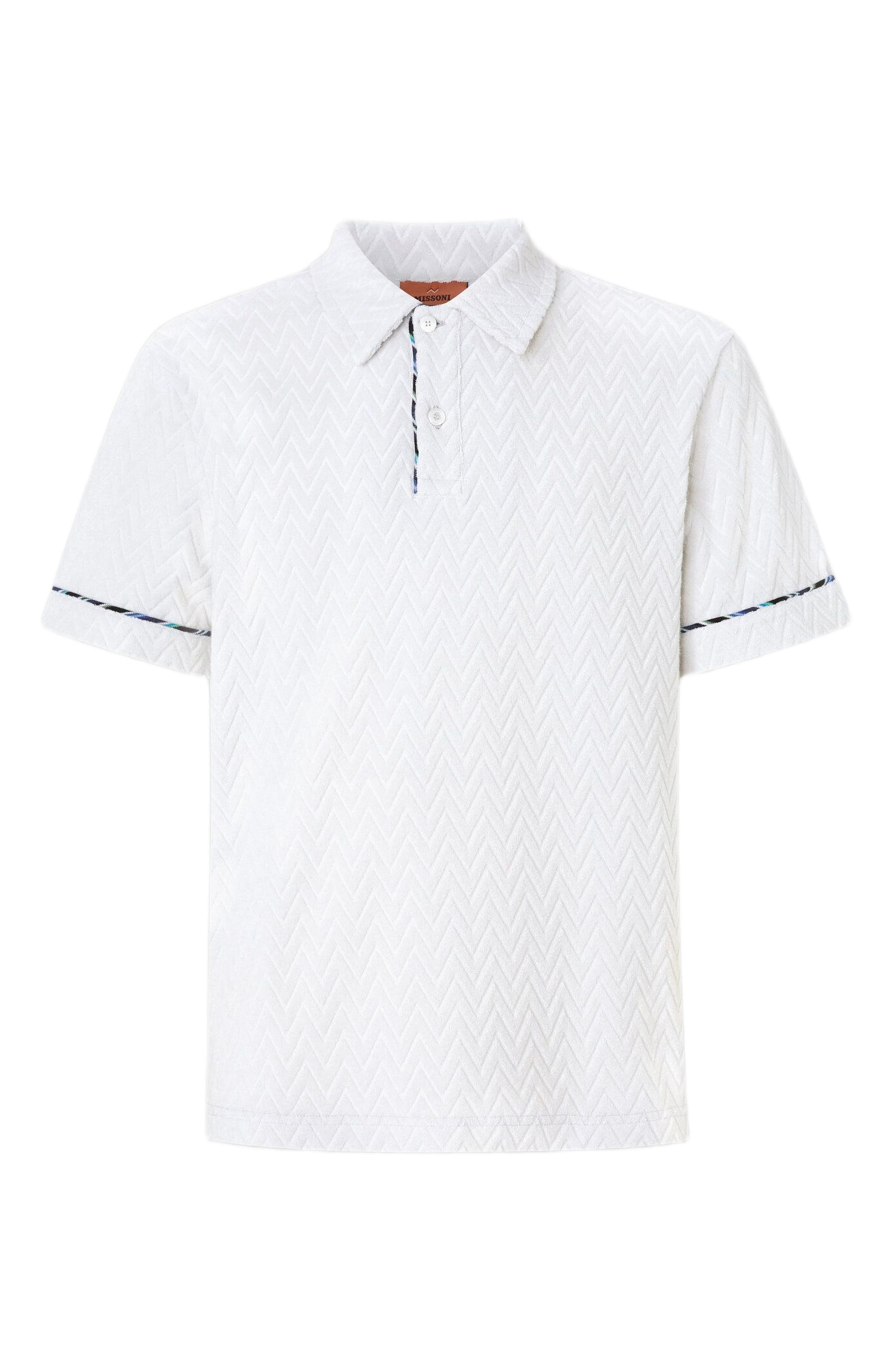 Missoni Zig Zag Cotton Terry Polo Shirt With Contrasting Piping in White at Nordstrom - 2