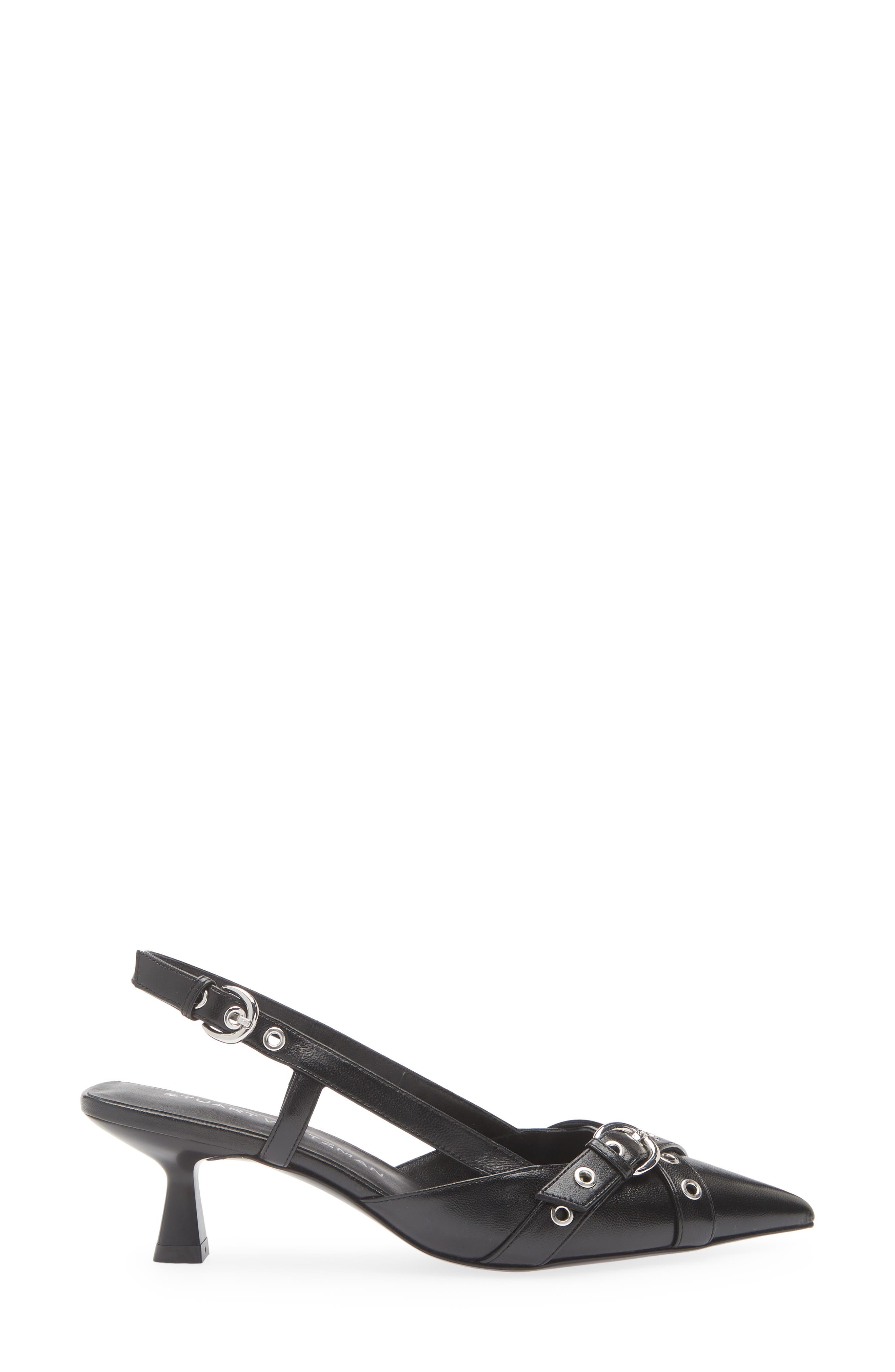 Stuart Weitzman Supermoto Kitten Heel Slingback Pump in Black at Nordstrom - 3