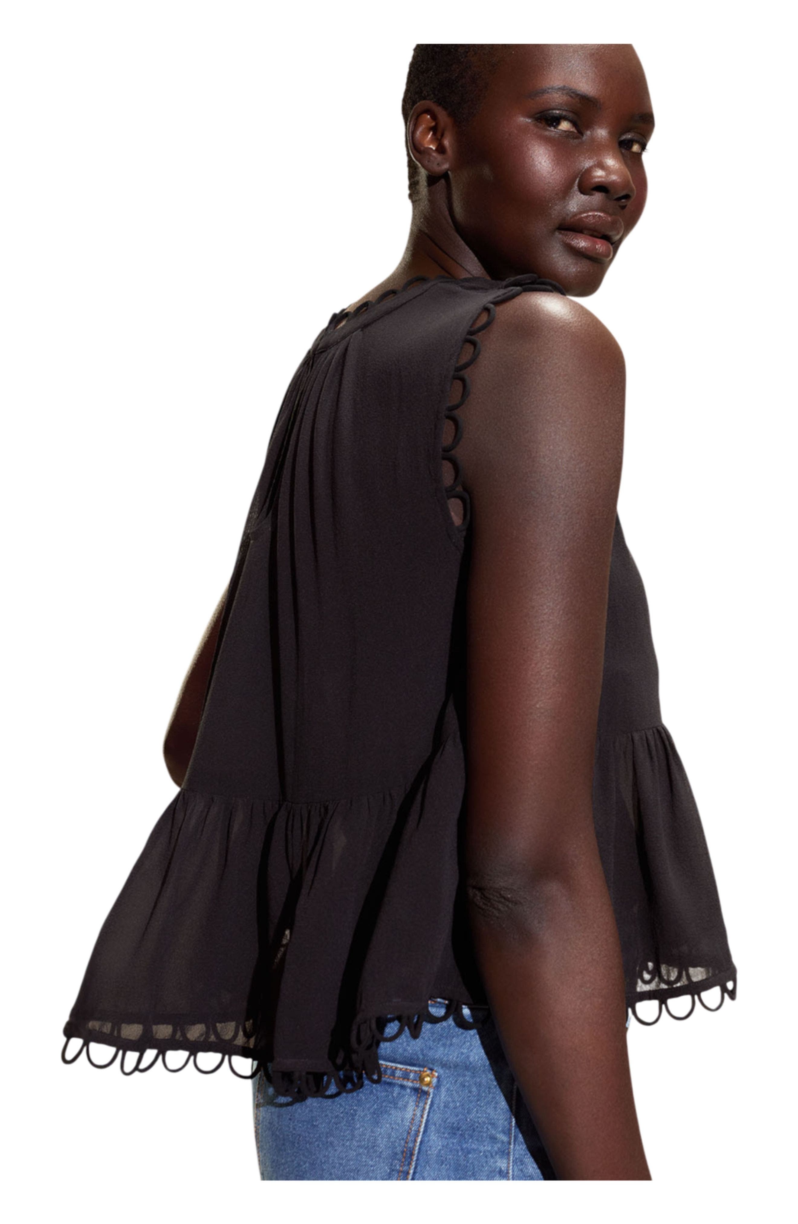 Cynthia Rowley Annabelle Sleeveless Blouse in Black at Nordstrom - 2