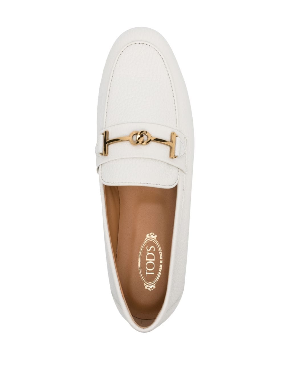logo-plaque leather loafers - 4