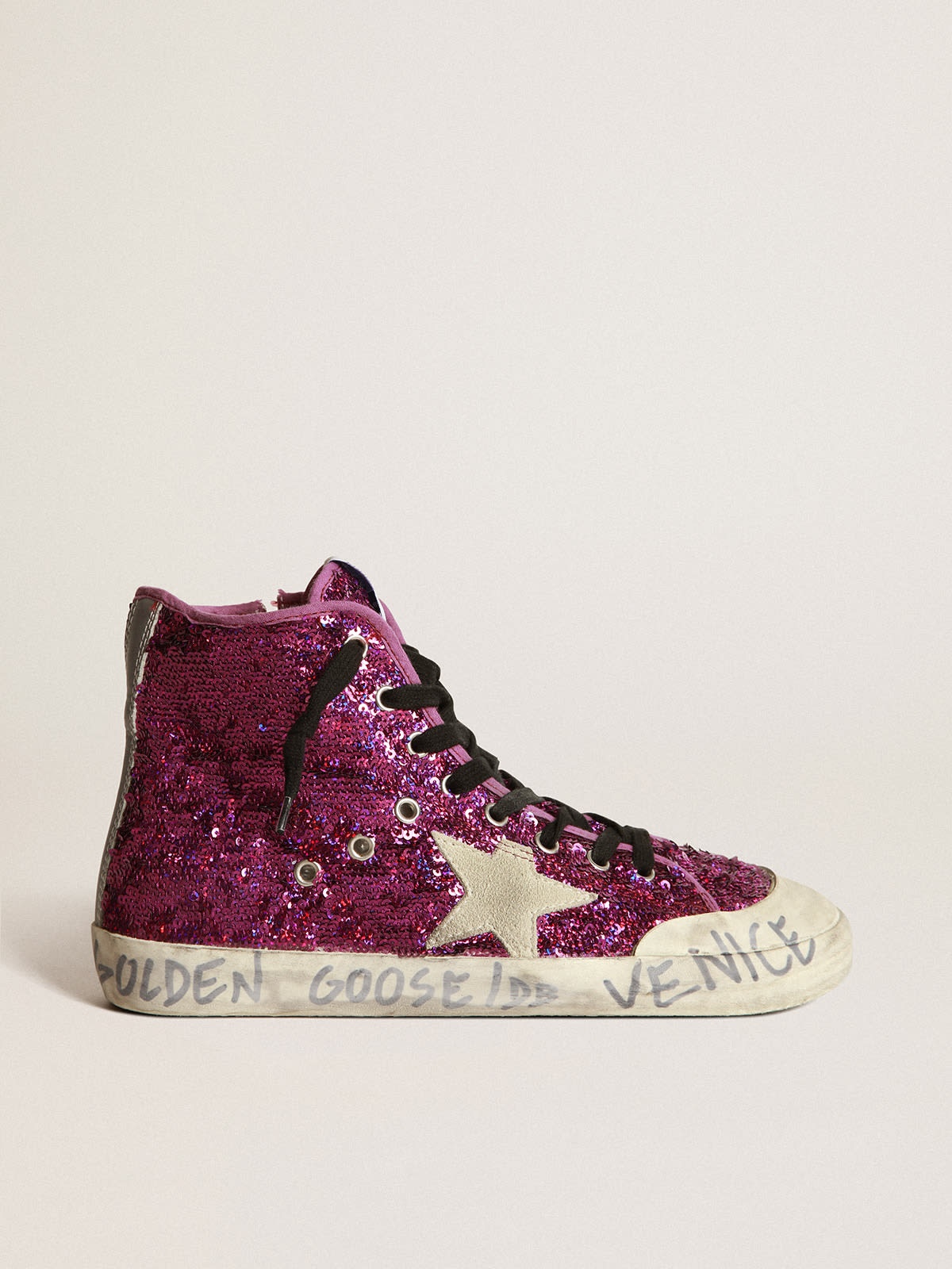Francy sneakers with sequins and handwritten lettering on the outsole - 1