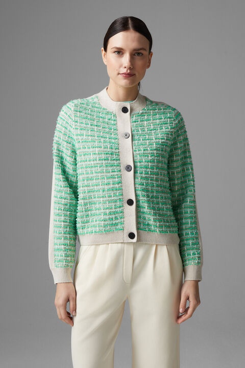 Franzi knit jacket in Green/Greige - 2