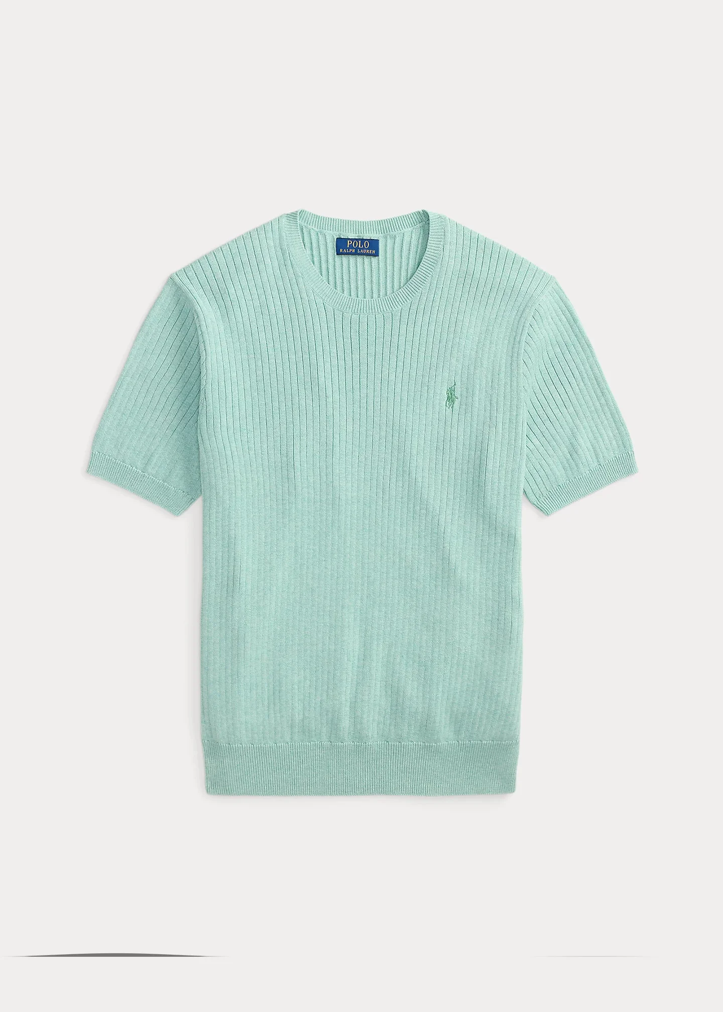 Rib-Knit Cotton Short-Sleeve Sweater - 1