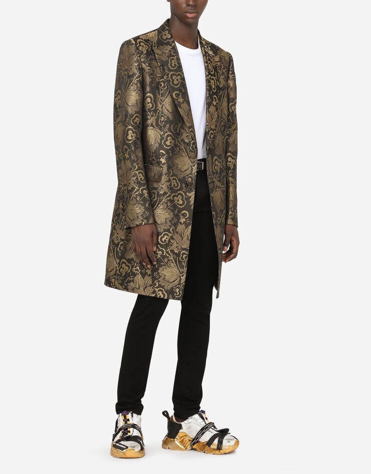 Floral lamé jacquard coat - 8