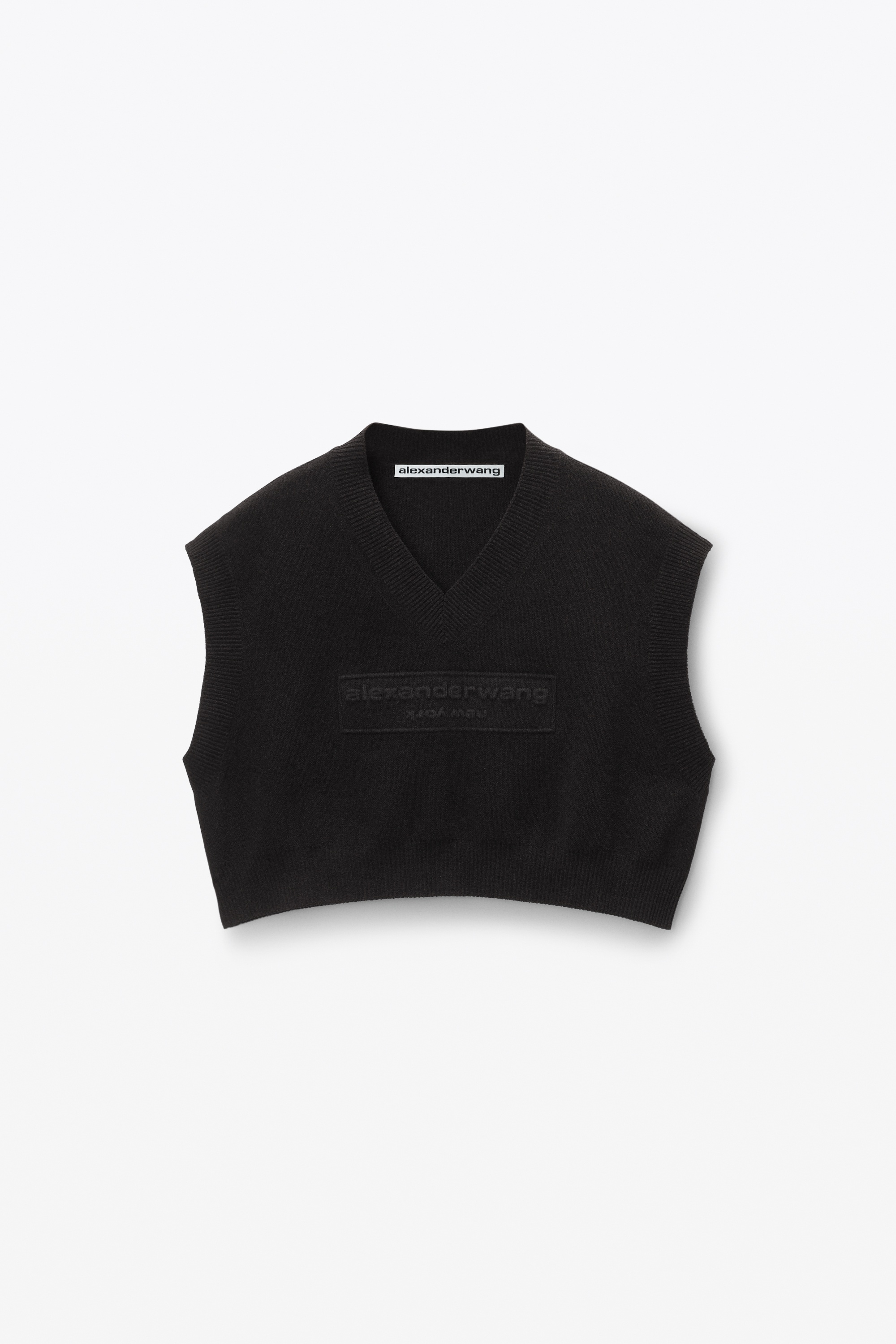Logo Embossed Cropped Vest in Soft Chenille - 1