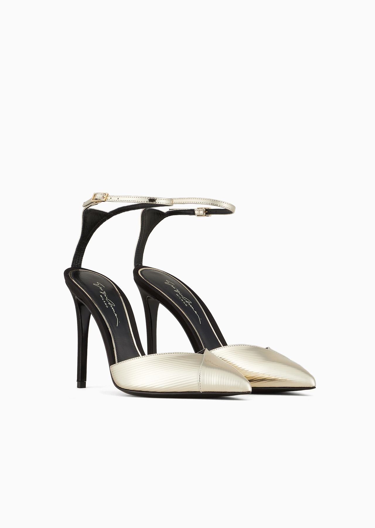 Striped, lamé calfskin court shoes - 2