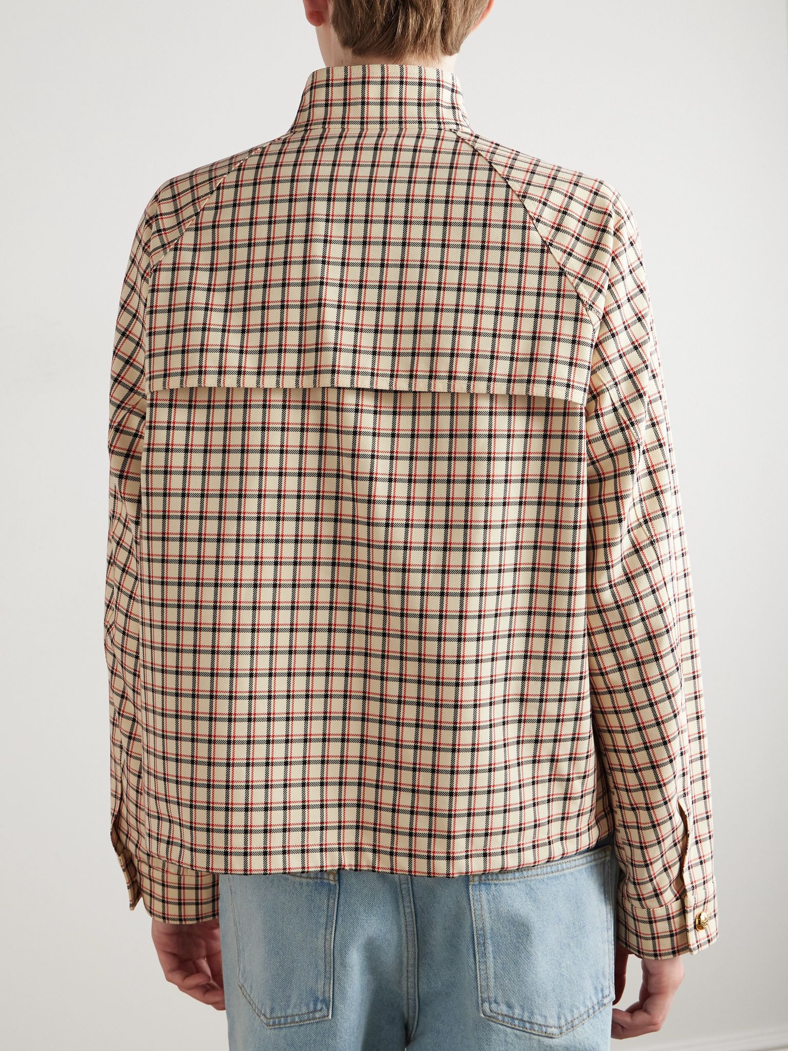 Checked Cotton-Twill Jacket Cream - 4