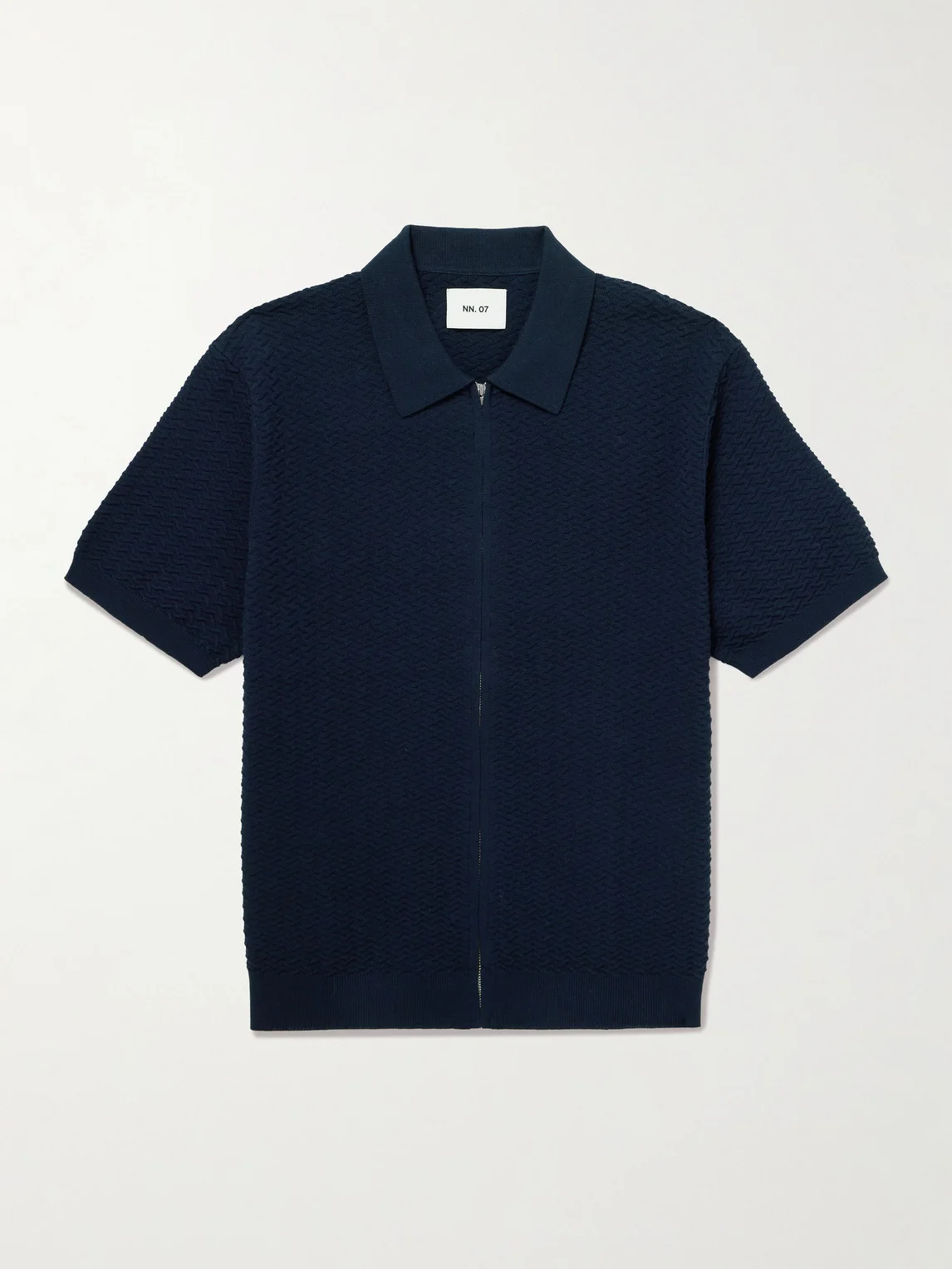 Gustav 600160 Textured Organic Cotton Zip-Up Polo Shirt - 1