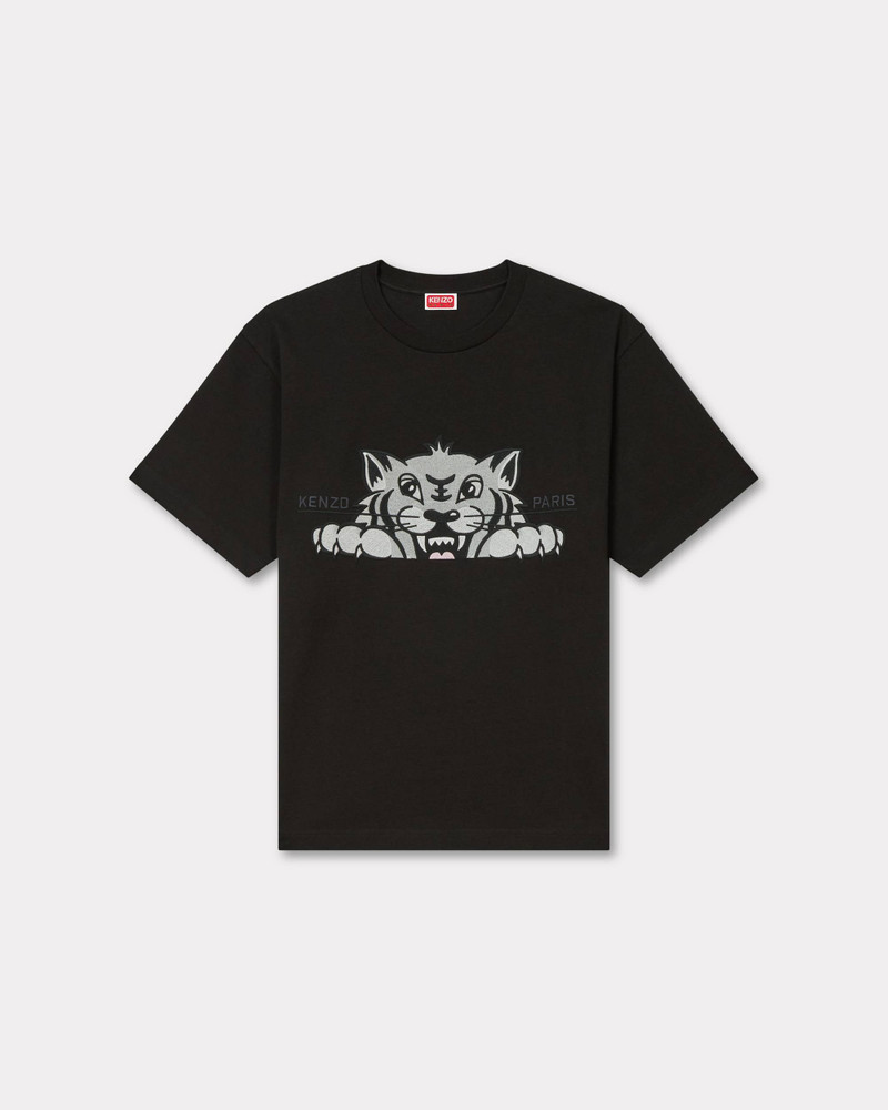 'KENZO Happy Tiger' embroidered oversized T-shirt in cotton 1