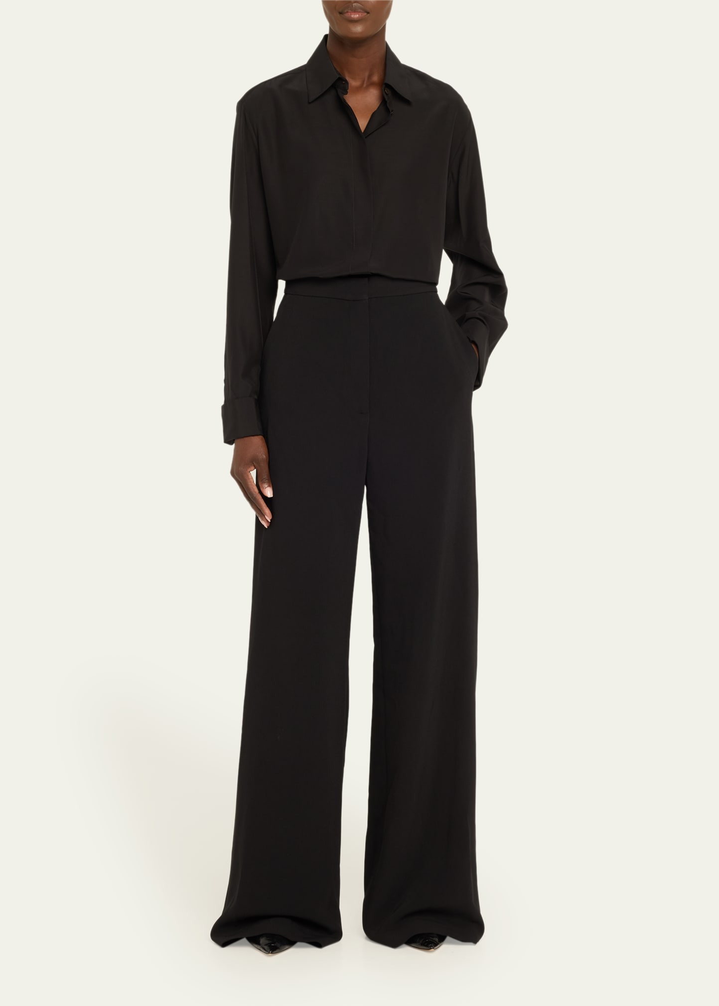 Hand Print Beaded Wide Leg Trousers - 2