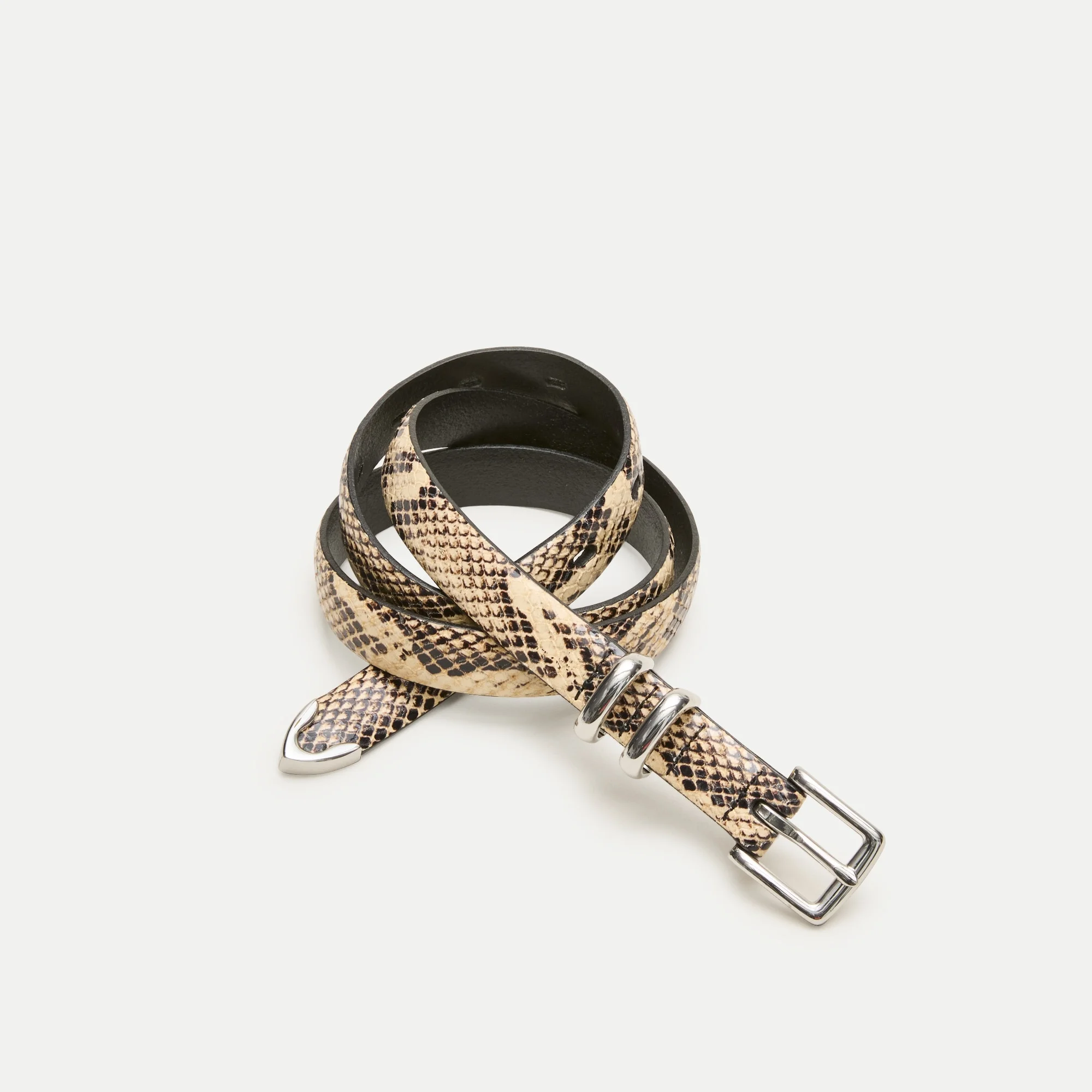 Thin tipped belt in snake-embossed leather - 1